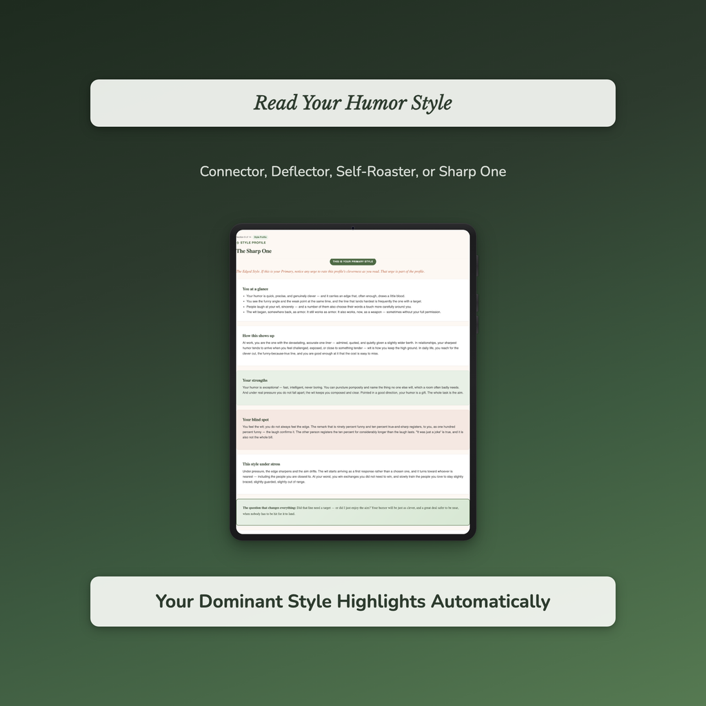 Humor Style Quiz & Workbook – What Are Your Jokes Doing? – Interactive Self-Assessment
