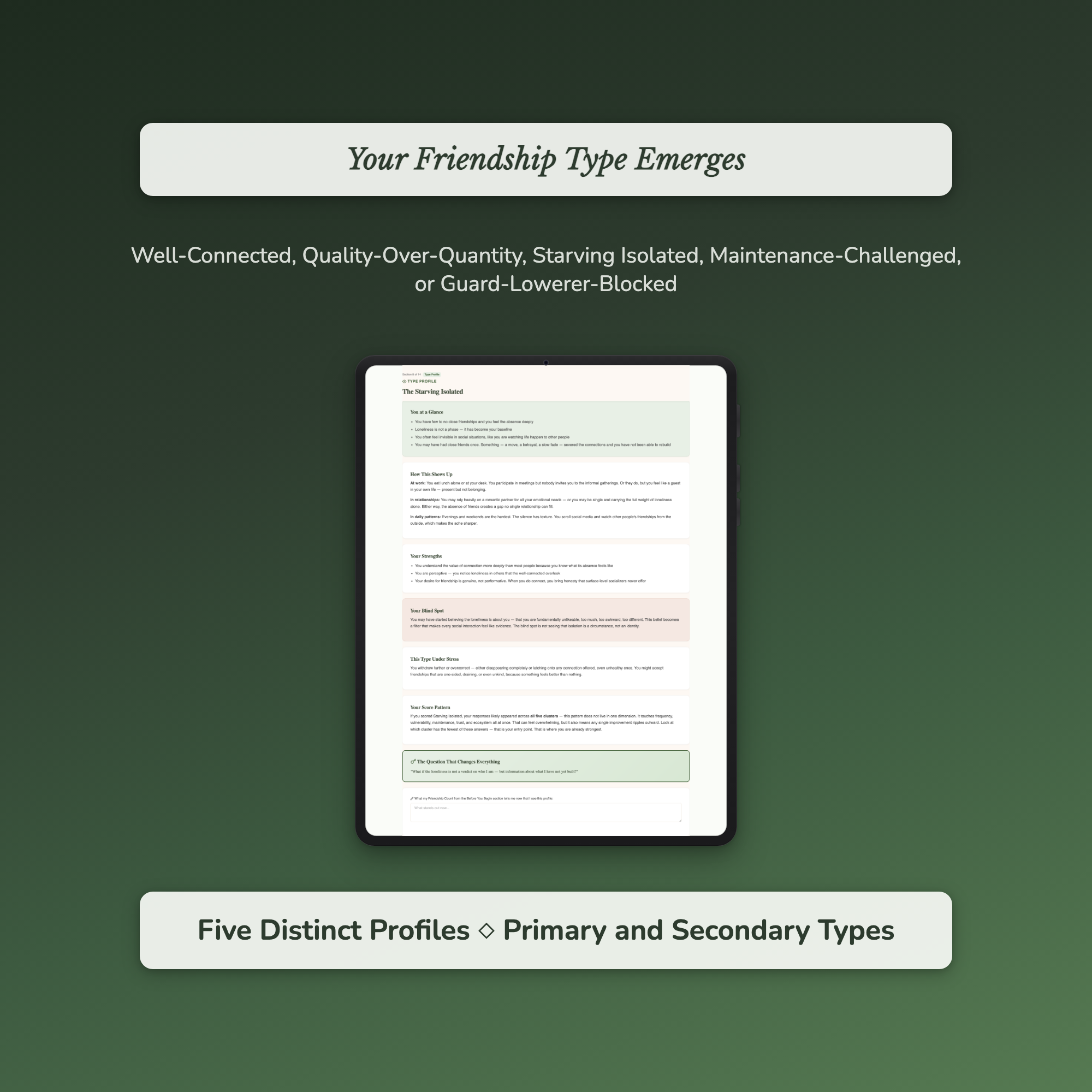Friendship Health Profile — sample auto-scoring quiz