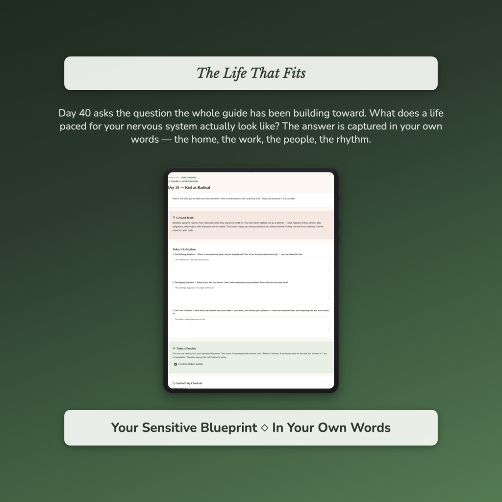 Highly Sensitive Workbook & 40-Day Guide — sample profile or chart