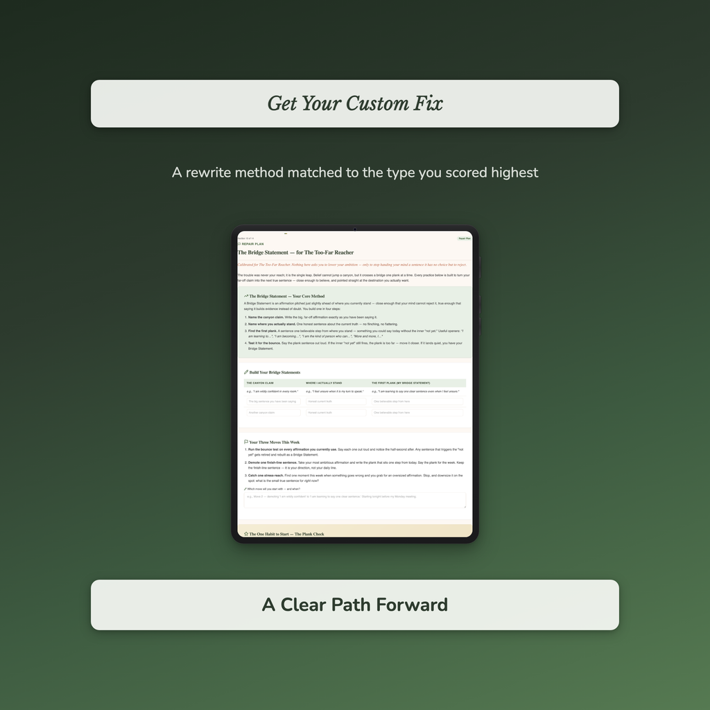 Affirmations Quiz & Workbook – Why the Words Never Stick – Interactive Self-Assessment