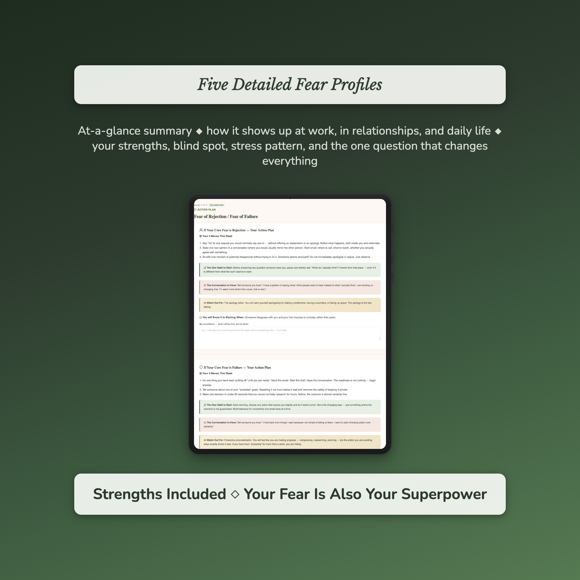 Core Fear Profile — sample profile or chart
