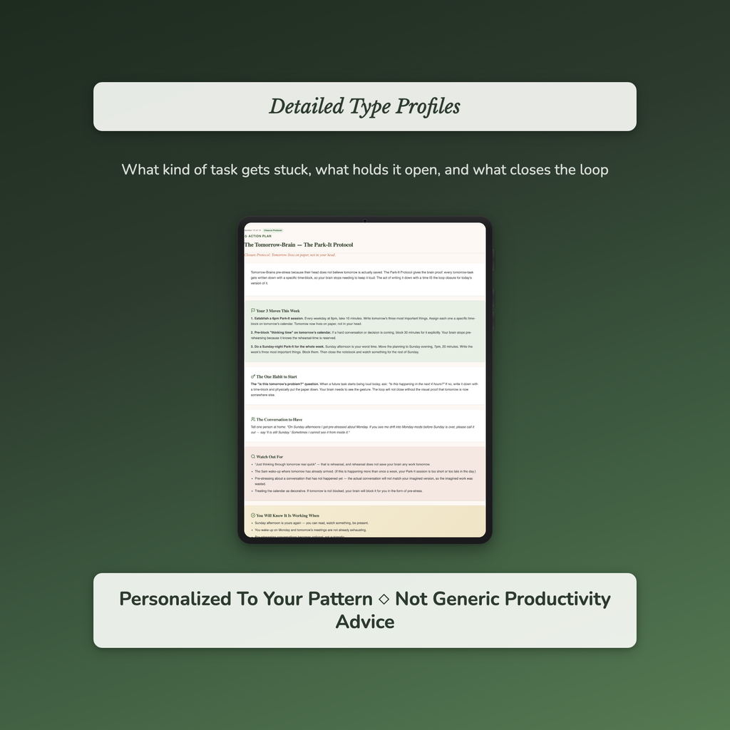 Overthinking Quiz — sample profile or chart