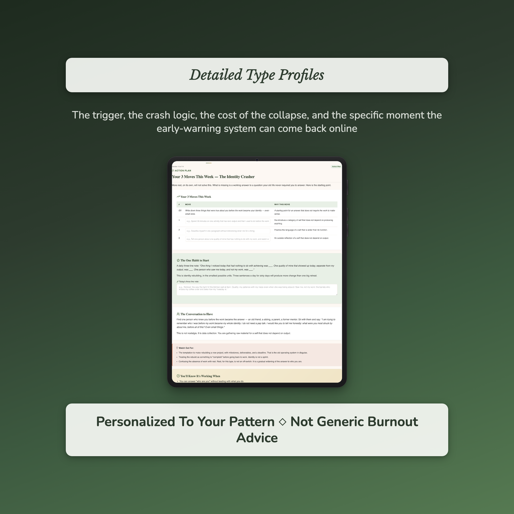 `Burnout Quiz — sample profile or chart