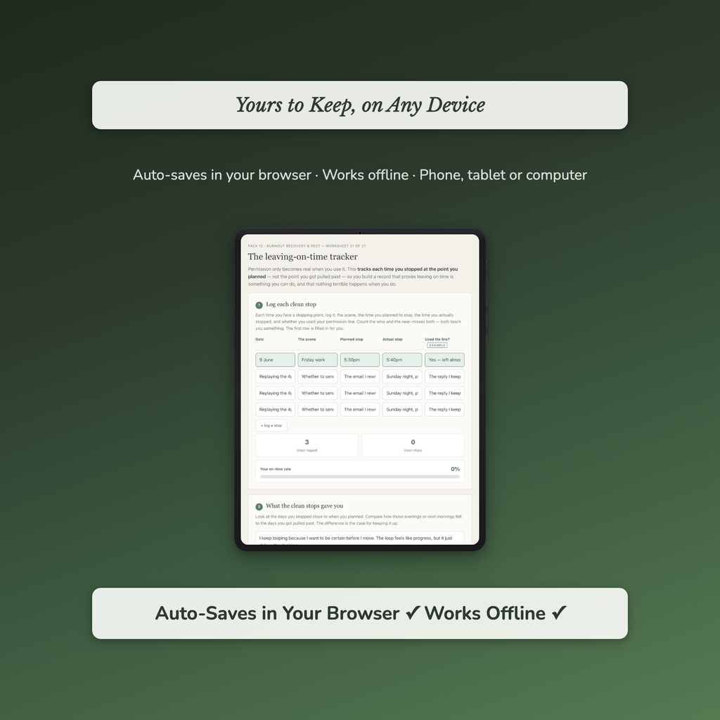 Burnout Worksheets – Exhaustion, Can't Rest, Running on Empty, Overwhelm – Interactive Worksheets Bundle