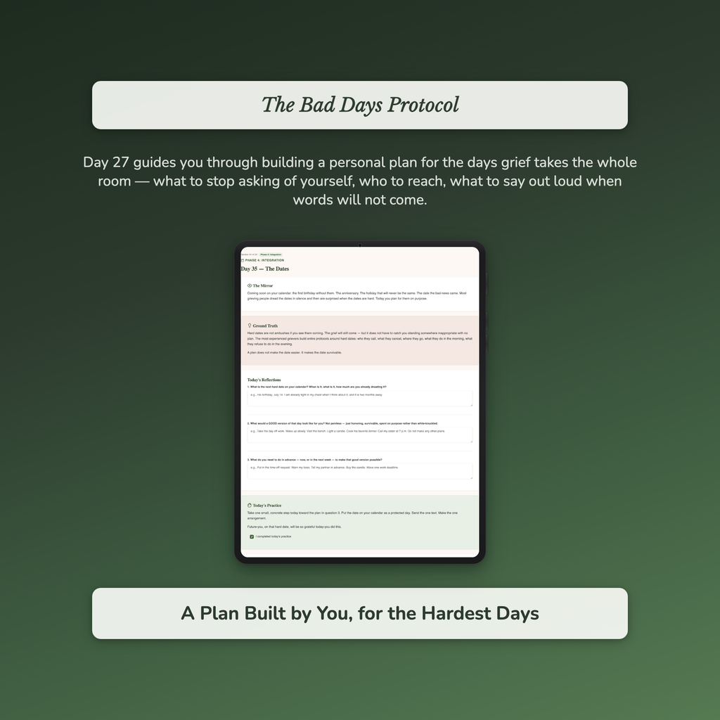 Grief Journal Workbook & 40-Day Guide — sample profile or chart