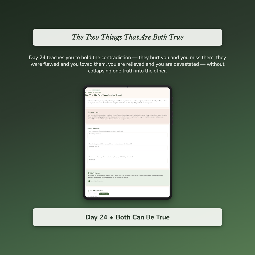 Loss of a Parent Workbook & 40-Day Guide — sample profile or chart