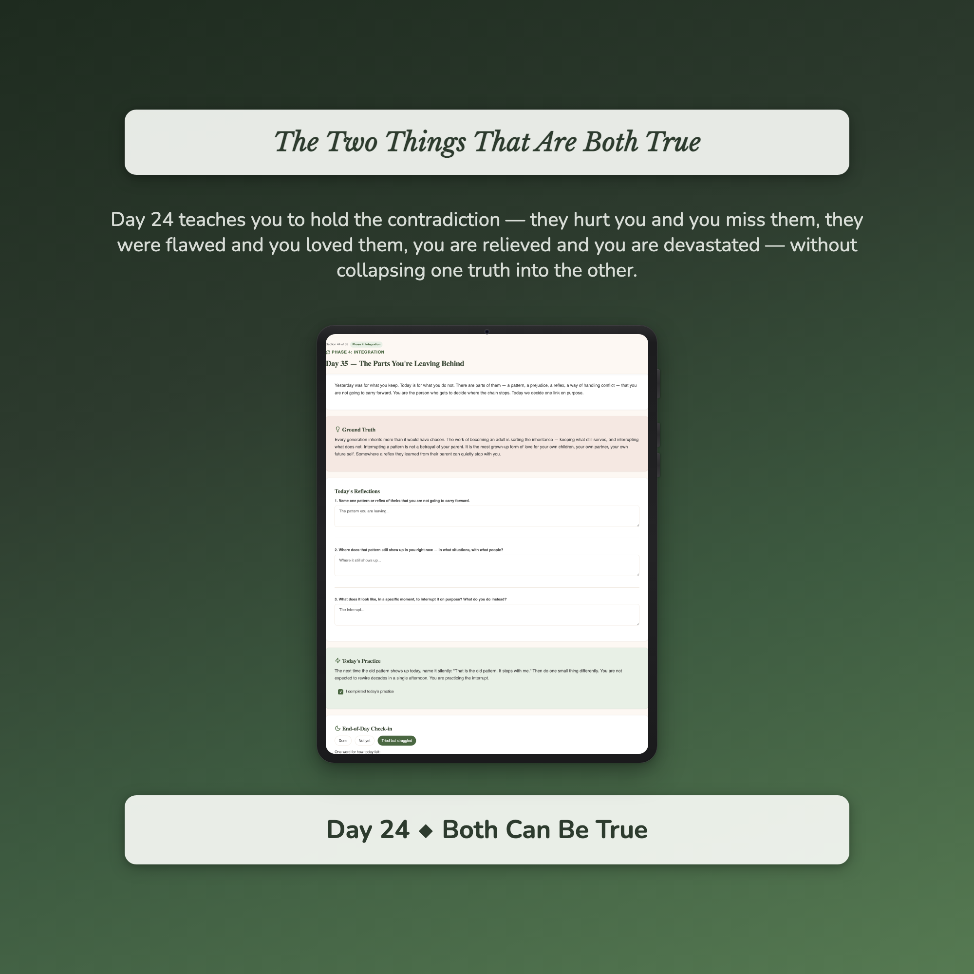 Loss of a Parent Workbook & 40-Day Guide — sample profile or chart