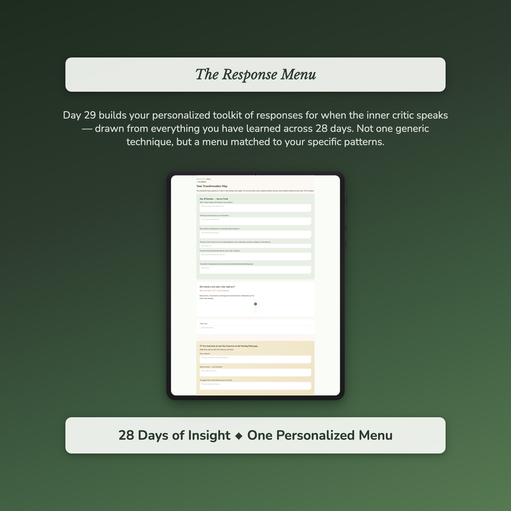 Quiet Your Inner Critic — sample exercise page