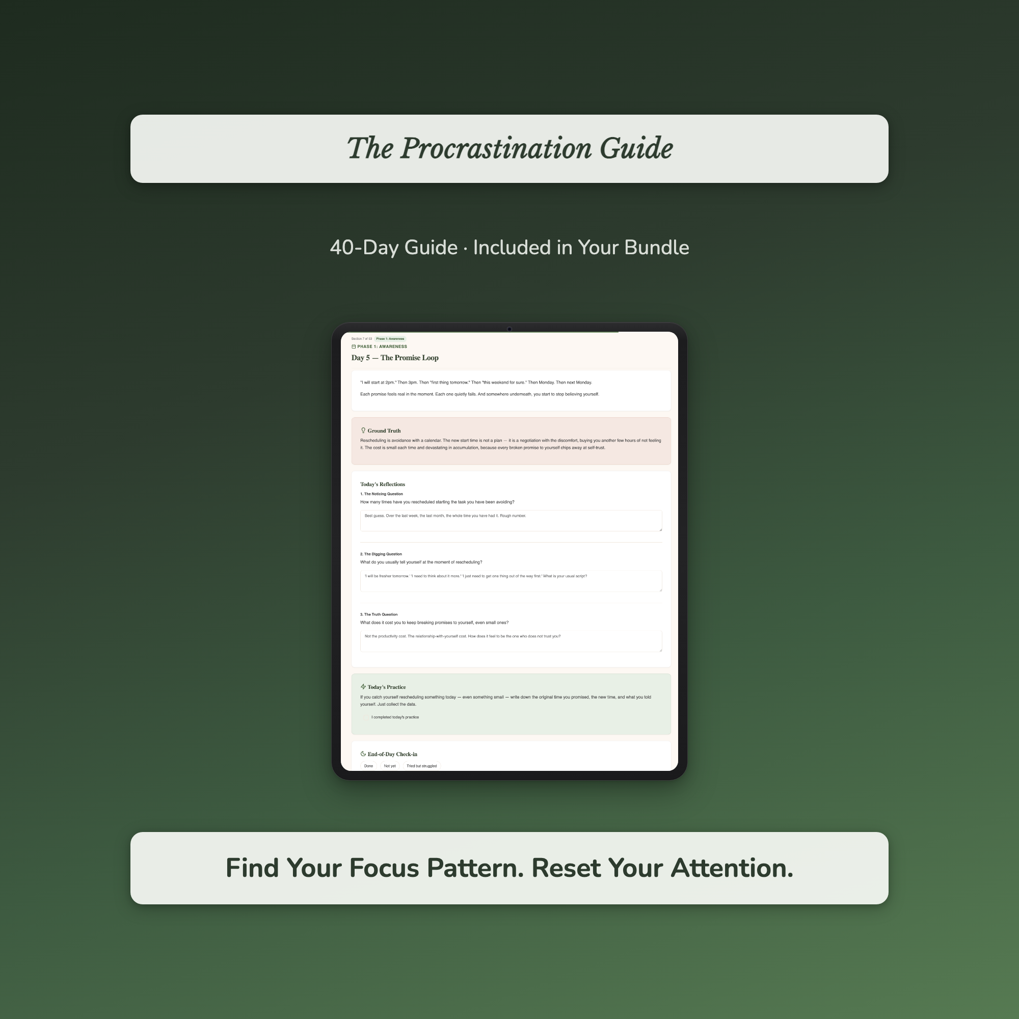 Procrastination Workbook & Self-Care Bundle – From 18 Open Tabs to One Finished Thing – Interactive Digital Bundle
