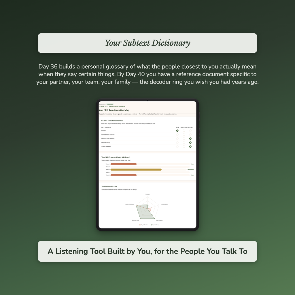 Active Listening Workbook & 40-Day Training — sample exercise page