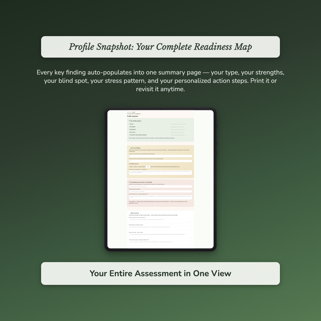 Career Change Readiness Profile — sample exercise page