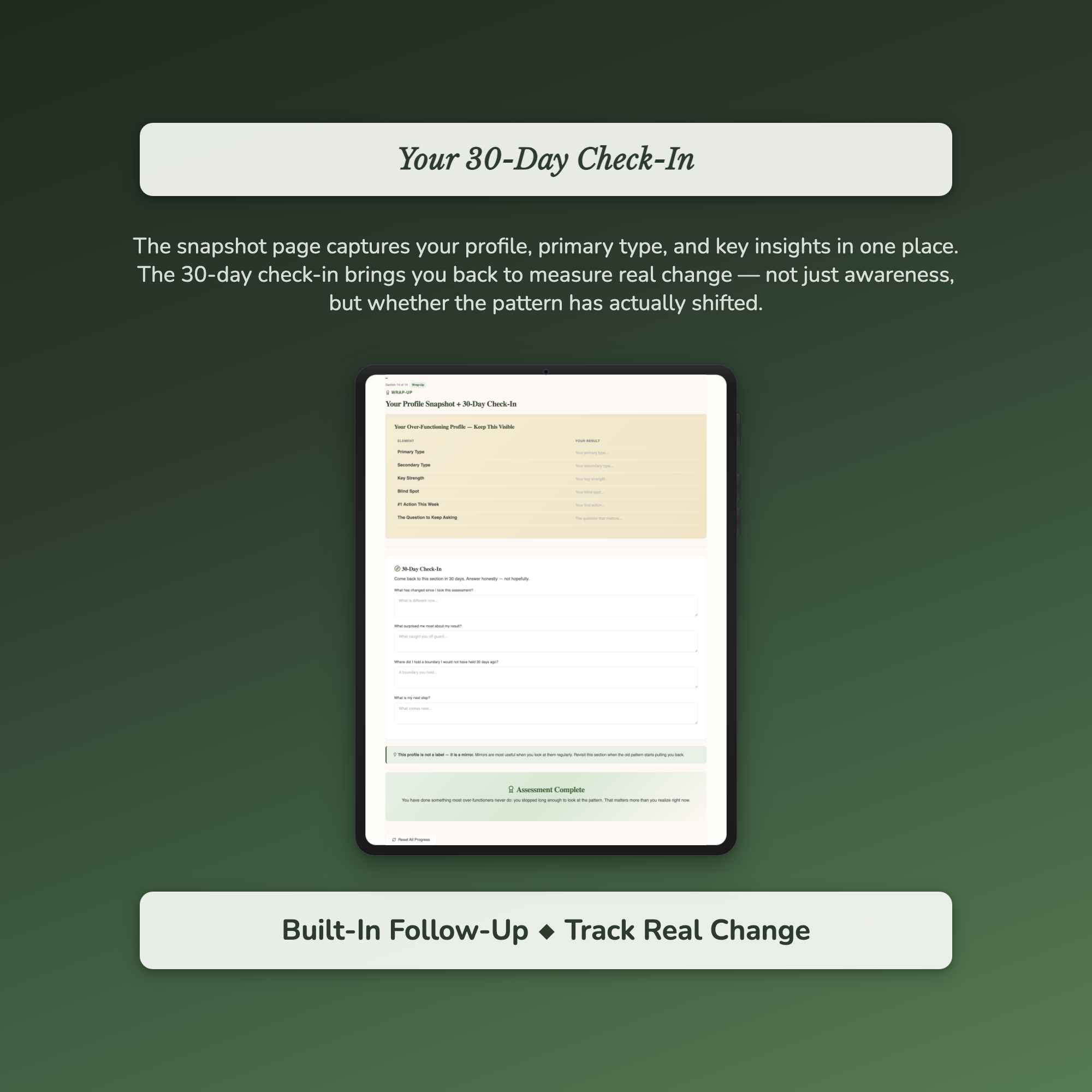 Over-Functioning Profile — sample exercise page