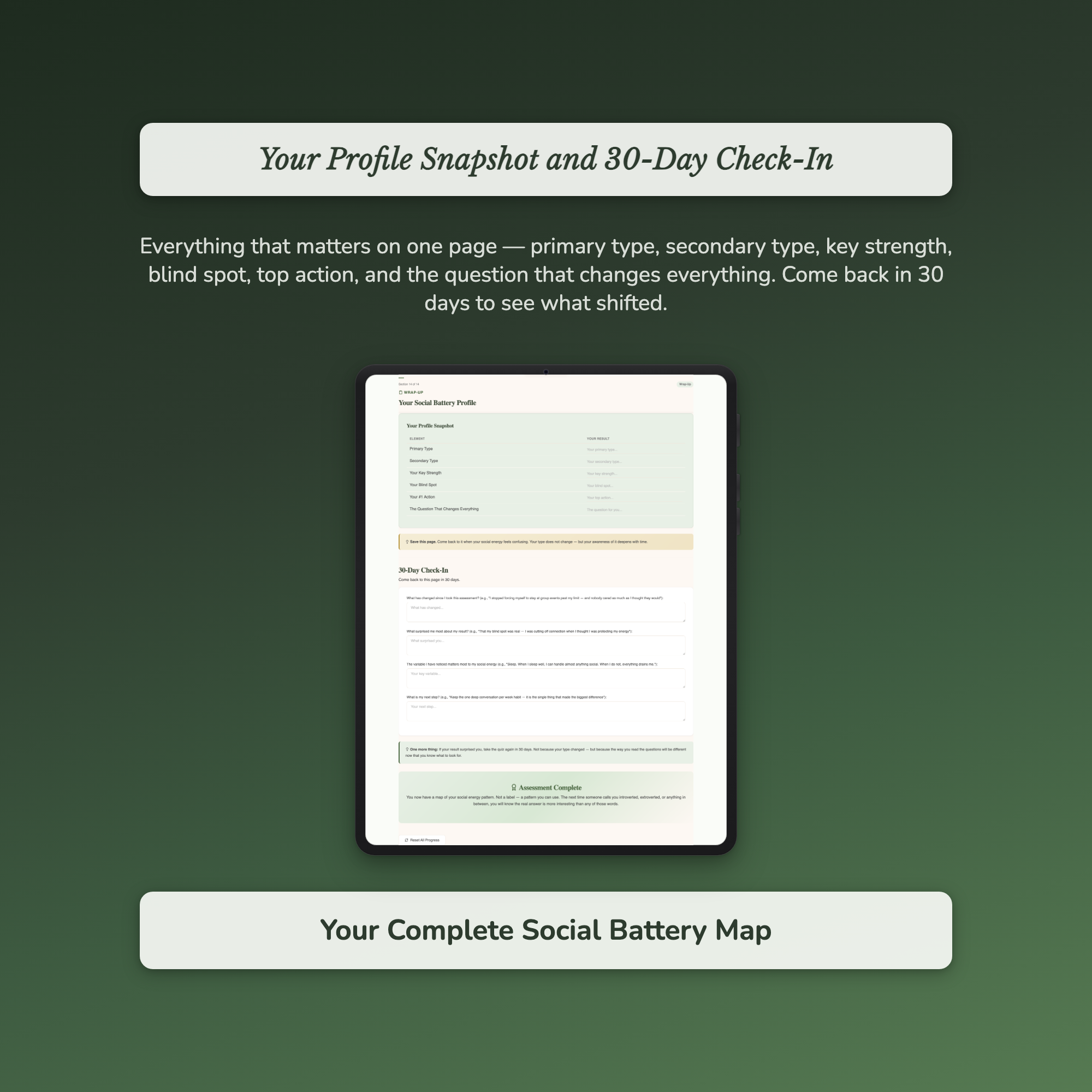 Social Battery Profile — sample exercise page