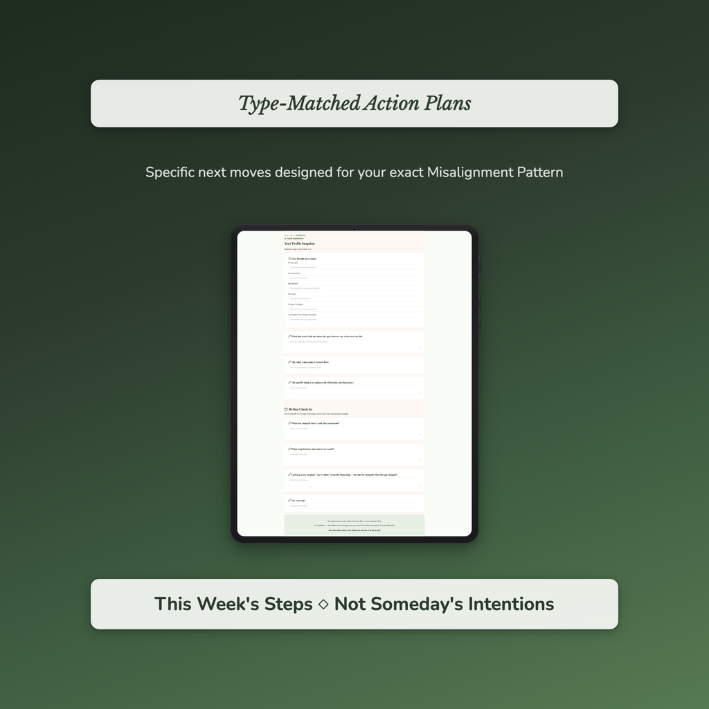 Values Alignment Profile — sample exercise page