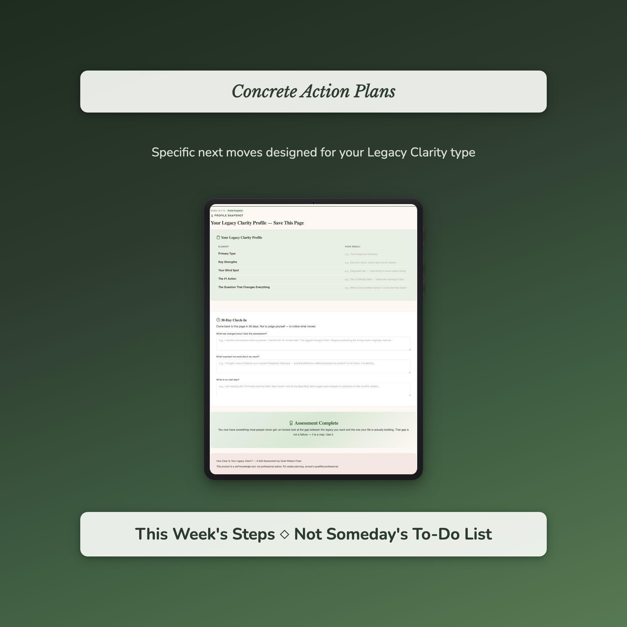 Legacy Profile — sample exercise page