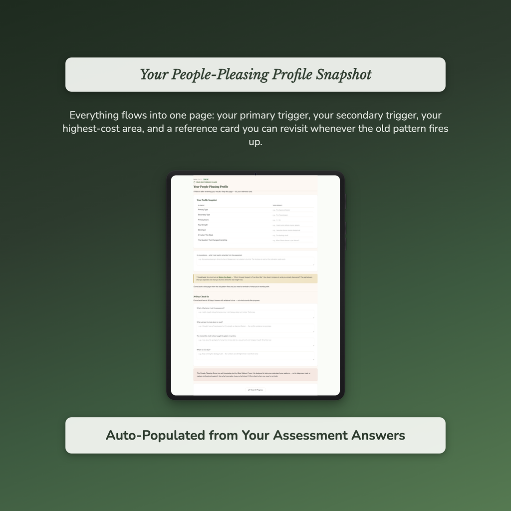 People Pleasing Profile — sample exercise page
