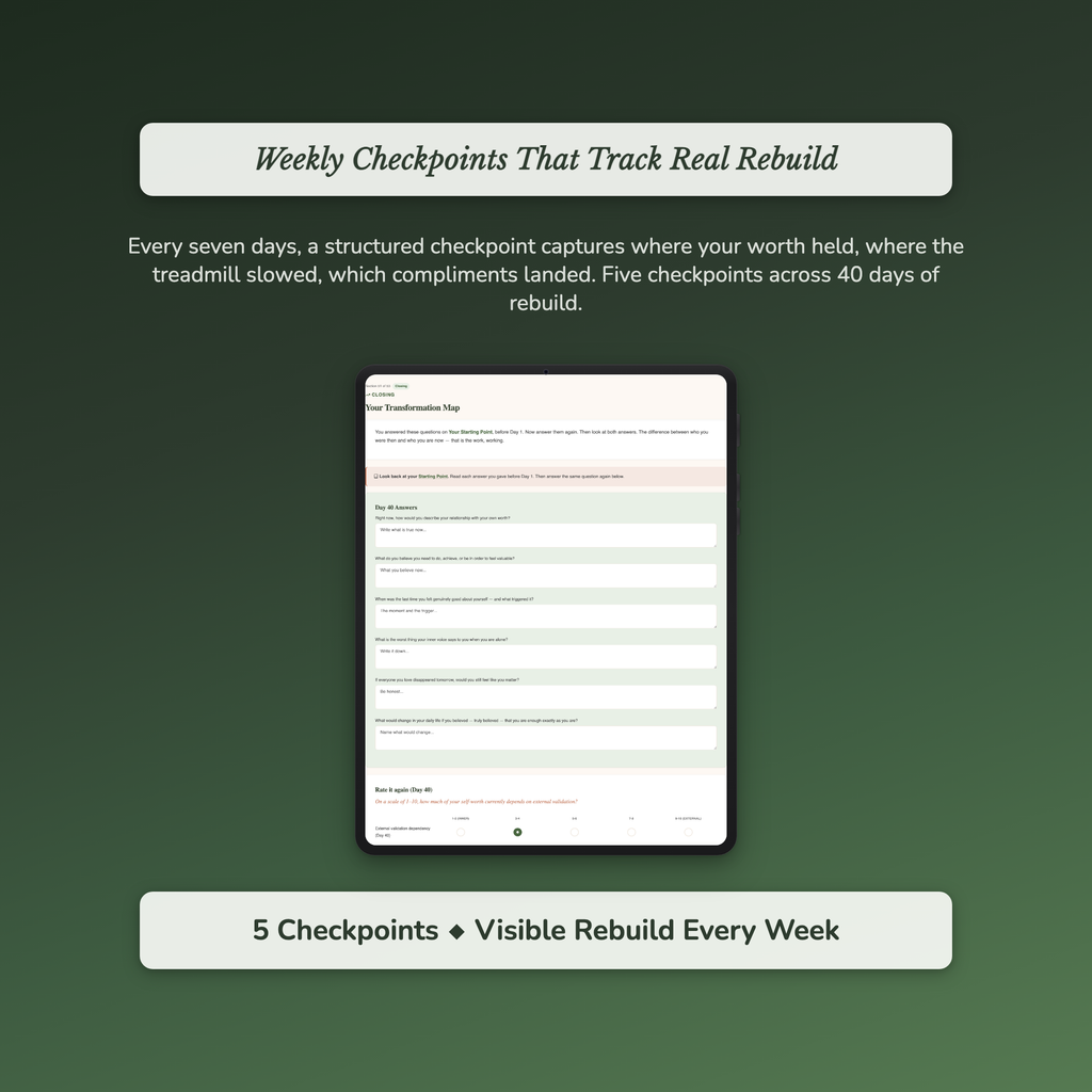 Self Worth Workbook & 40-Day Guide — sample exercise page