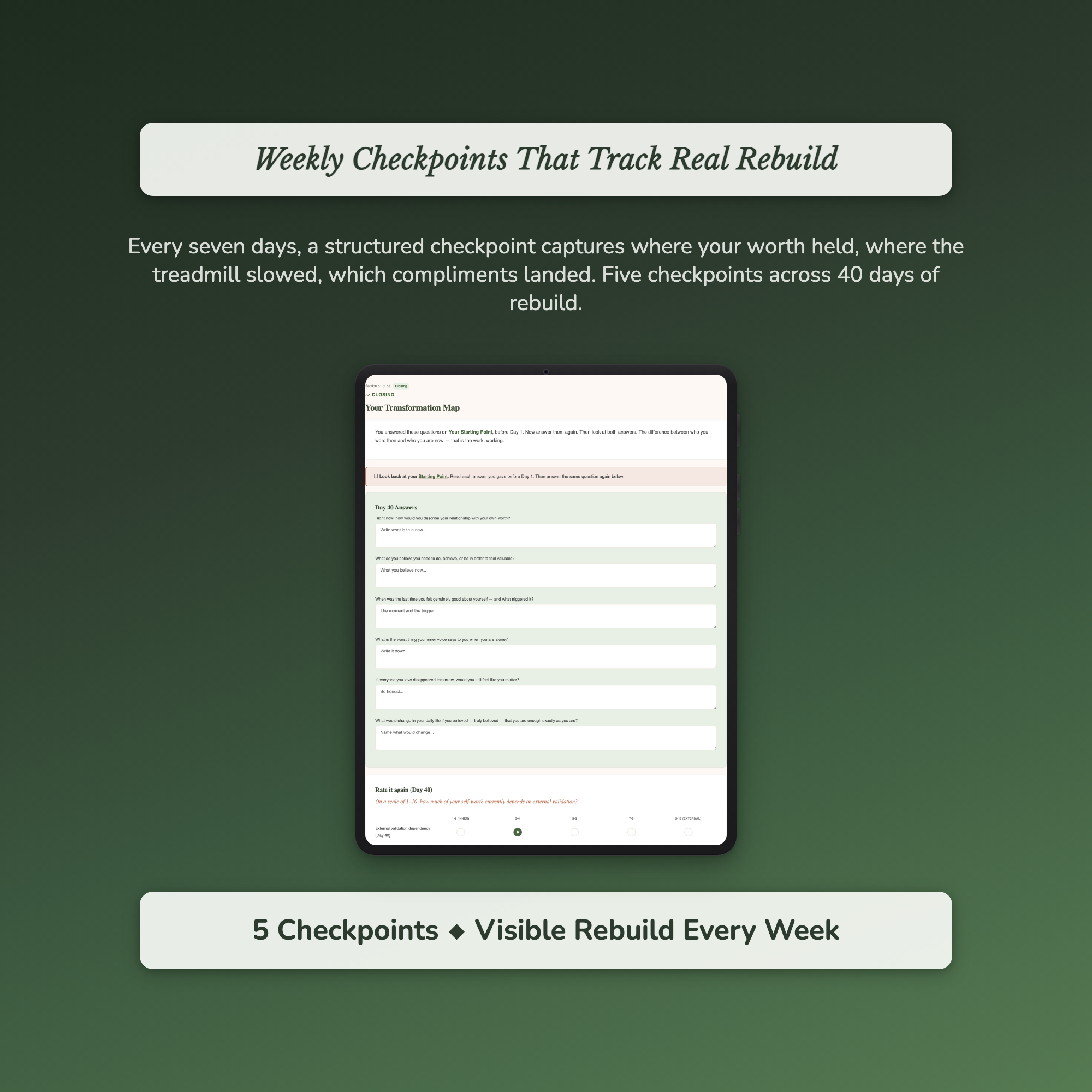 Self Worth Workbook & 40-Day Guide — sample exercise page