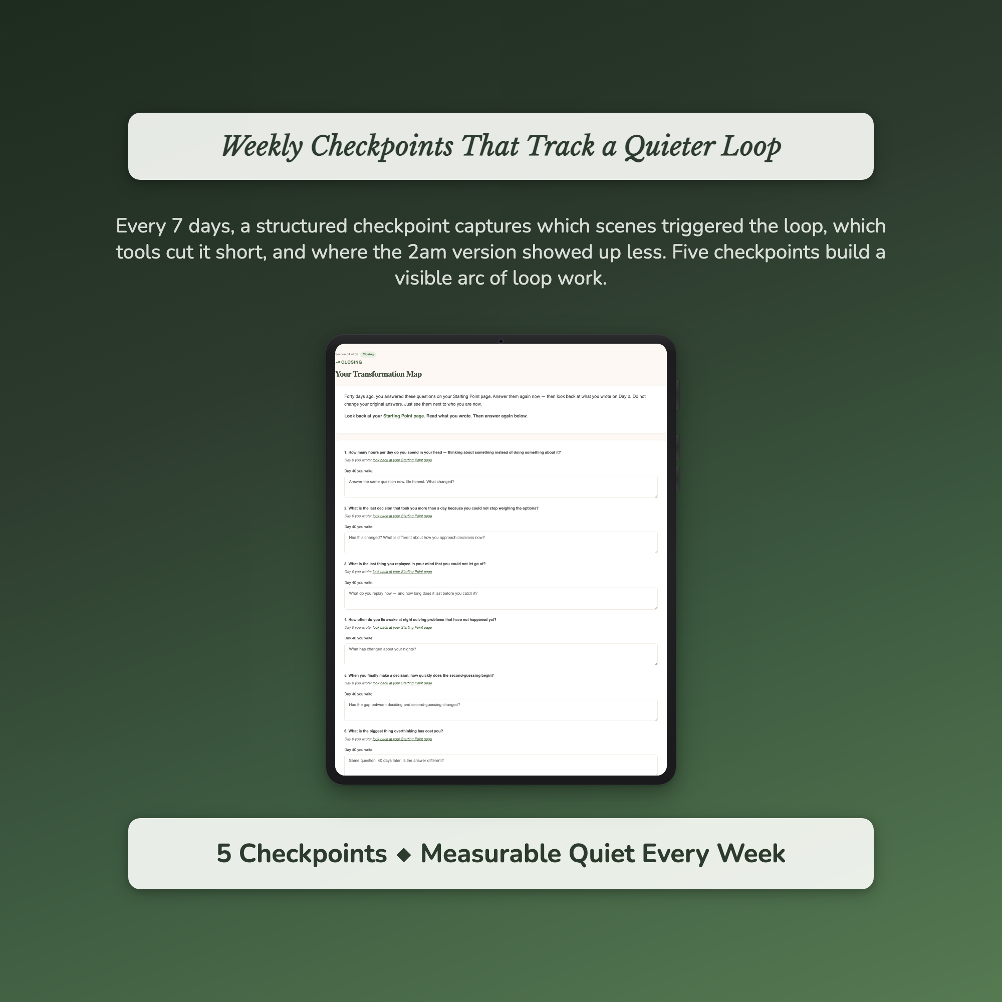 Overthinking Workbook & 40-Day Guide — sample exercise page