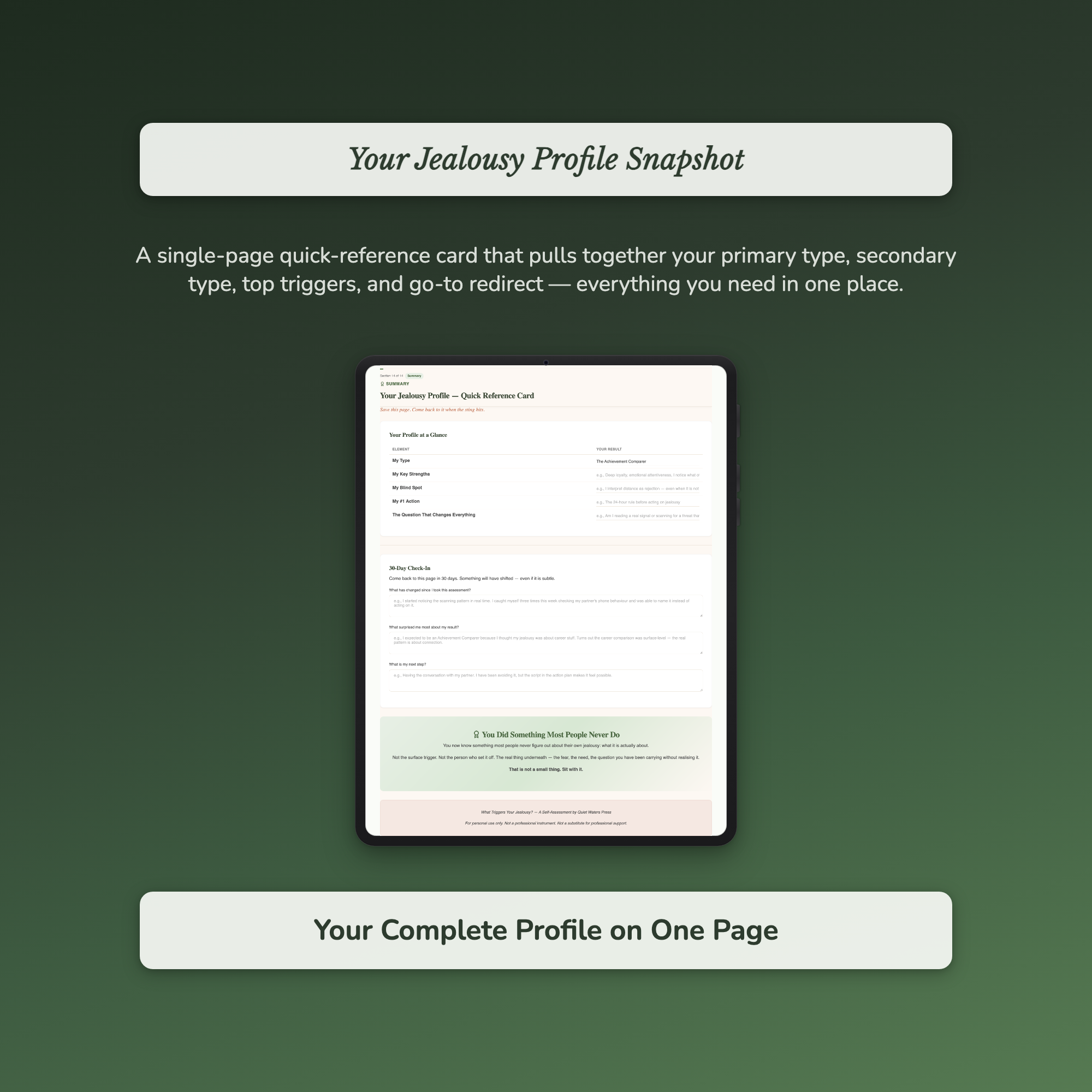Jealousy Trigger Profile — sample exercise page