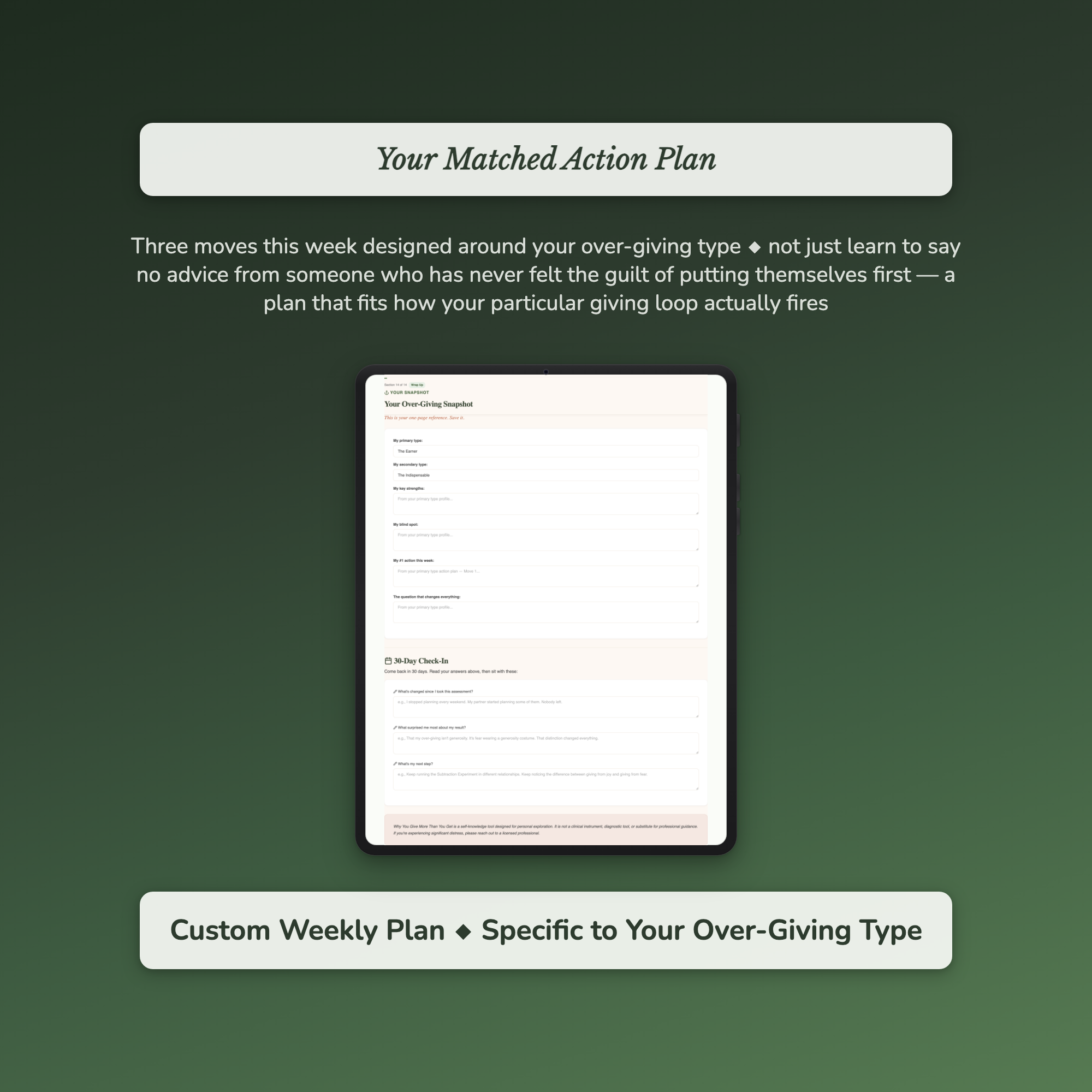 Over-Giving Profile — sample exercise page