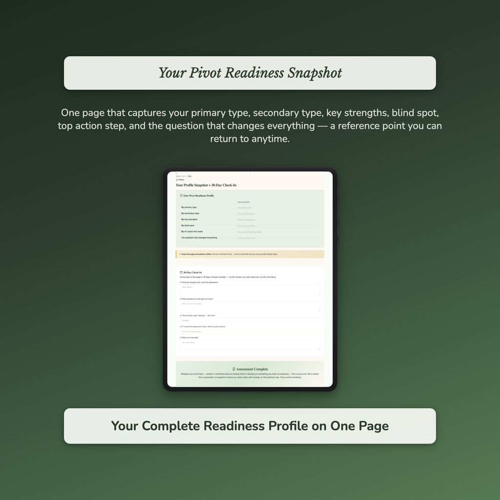 Life Pivot Readiness Profile — sample exercise page