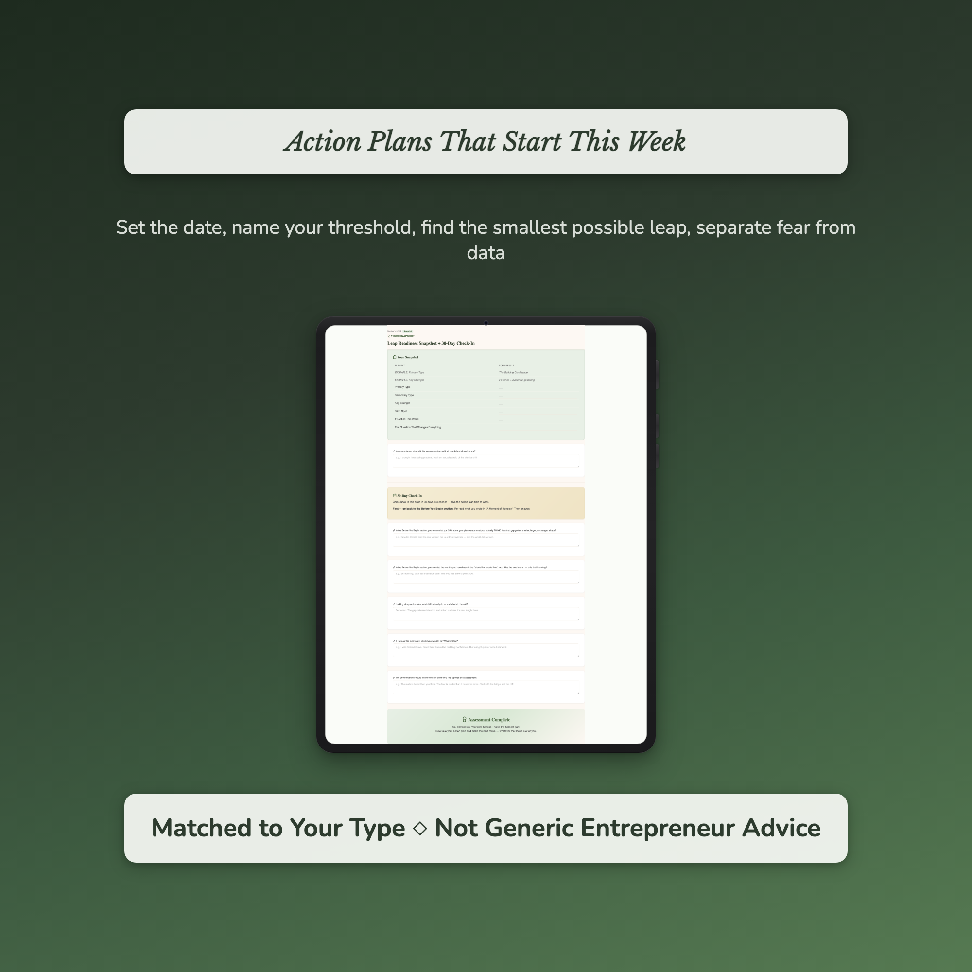 Side Hustle Readiness Profile — sample exercise page
