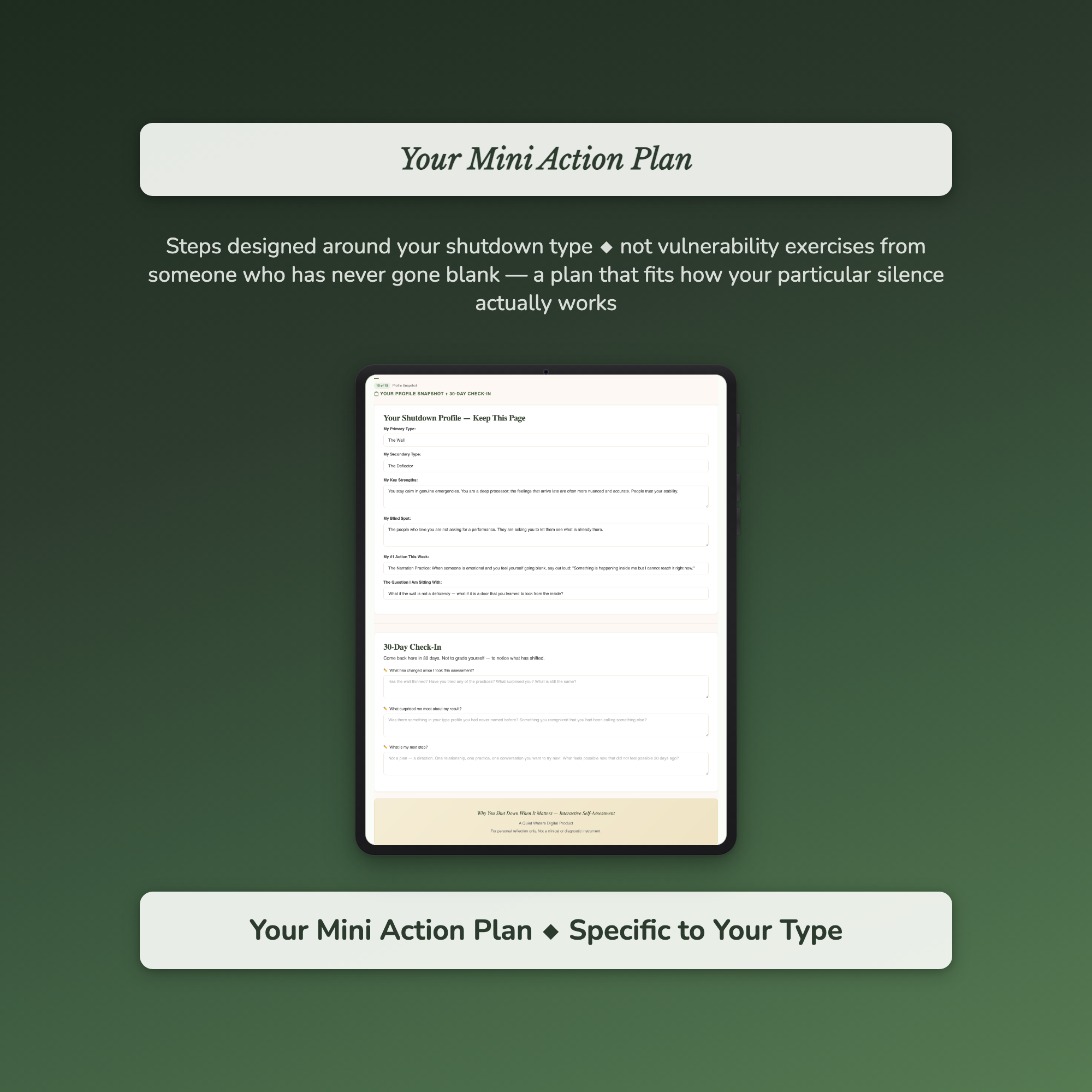 Emotional Shutdown Profile — sample exercise page