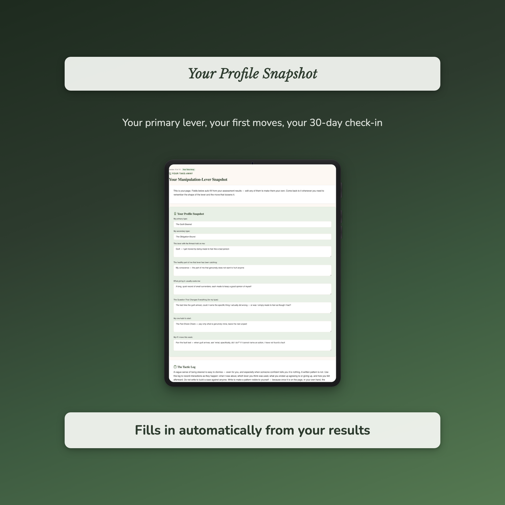 Manipulation Quiz & Workbook – Am I Being Manipulated? – Interactive Self-Assessment