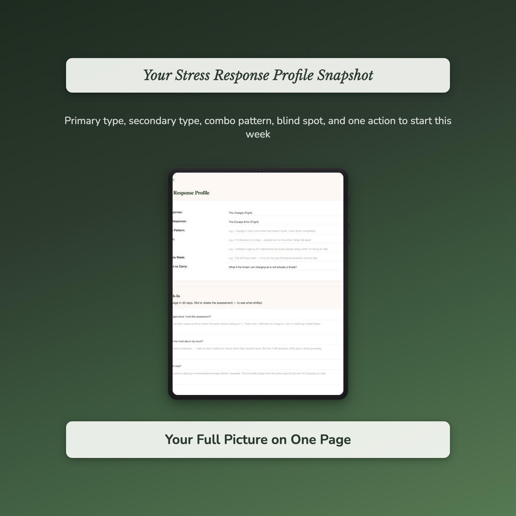 Stress Response Profile — sample exercise page