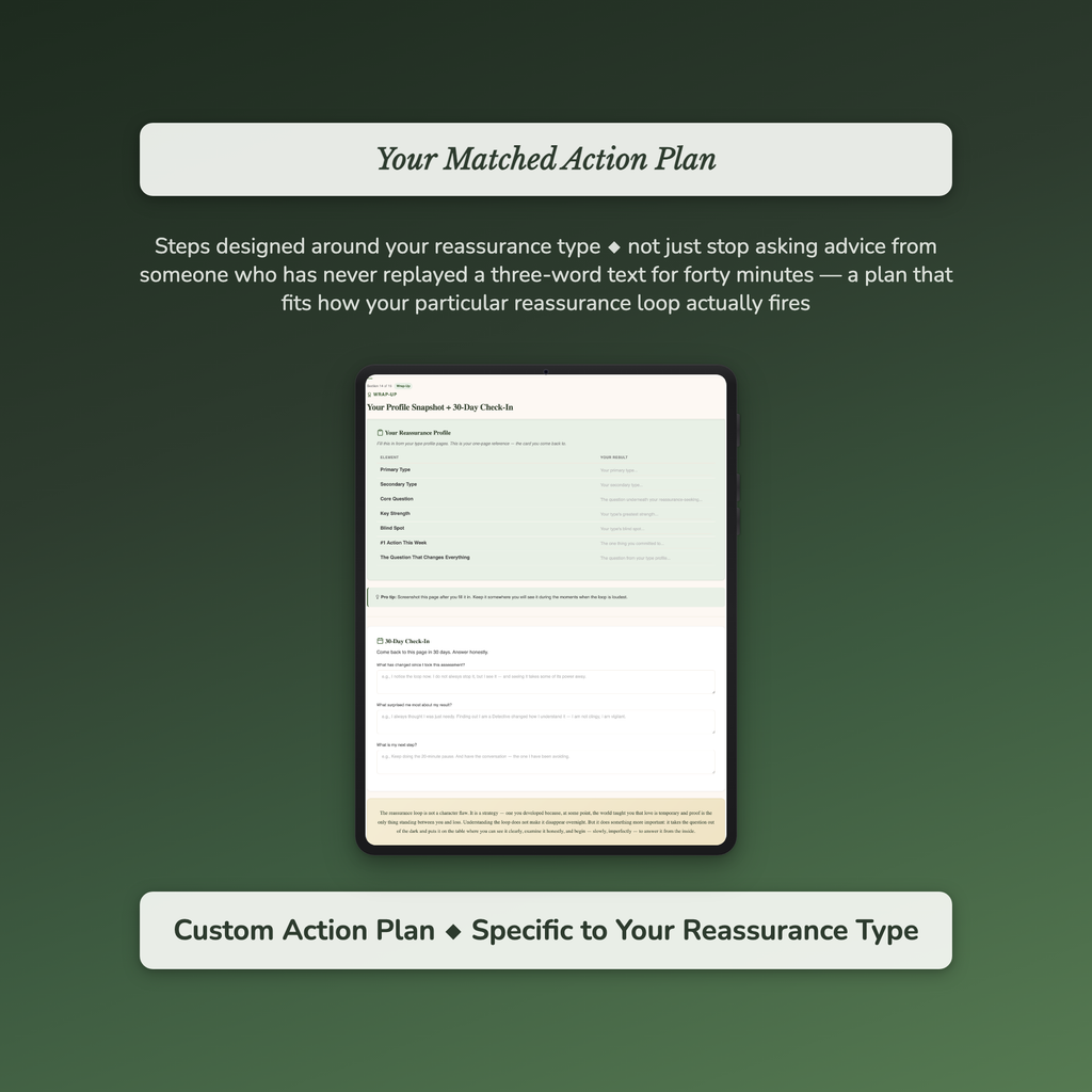 Reassurance Seeking Profile — sample exercise page