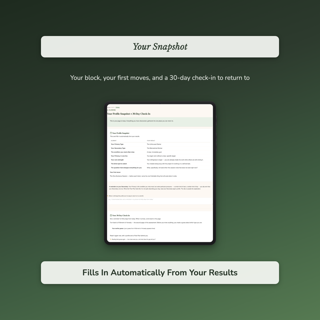 Flow State Quiz & Workbook – Why Deep Focus Keeps Slipping – Interactive Self-Assessment