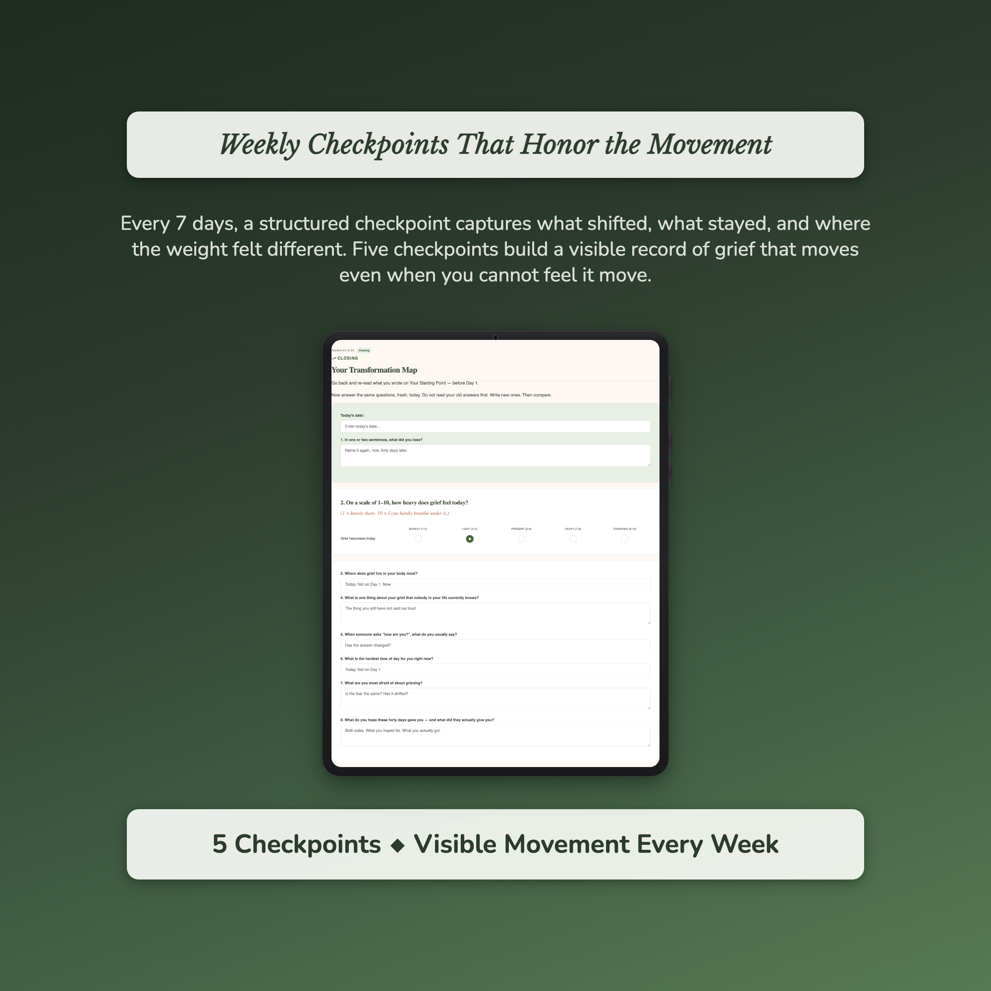 Grief Journal Workbook & 40-Day Guide — sample exercise page
