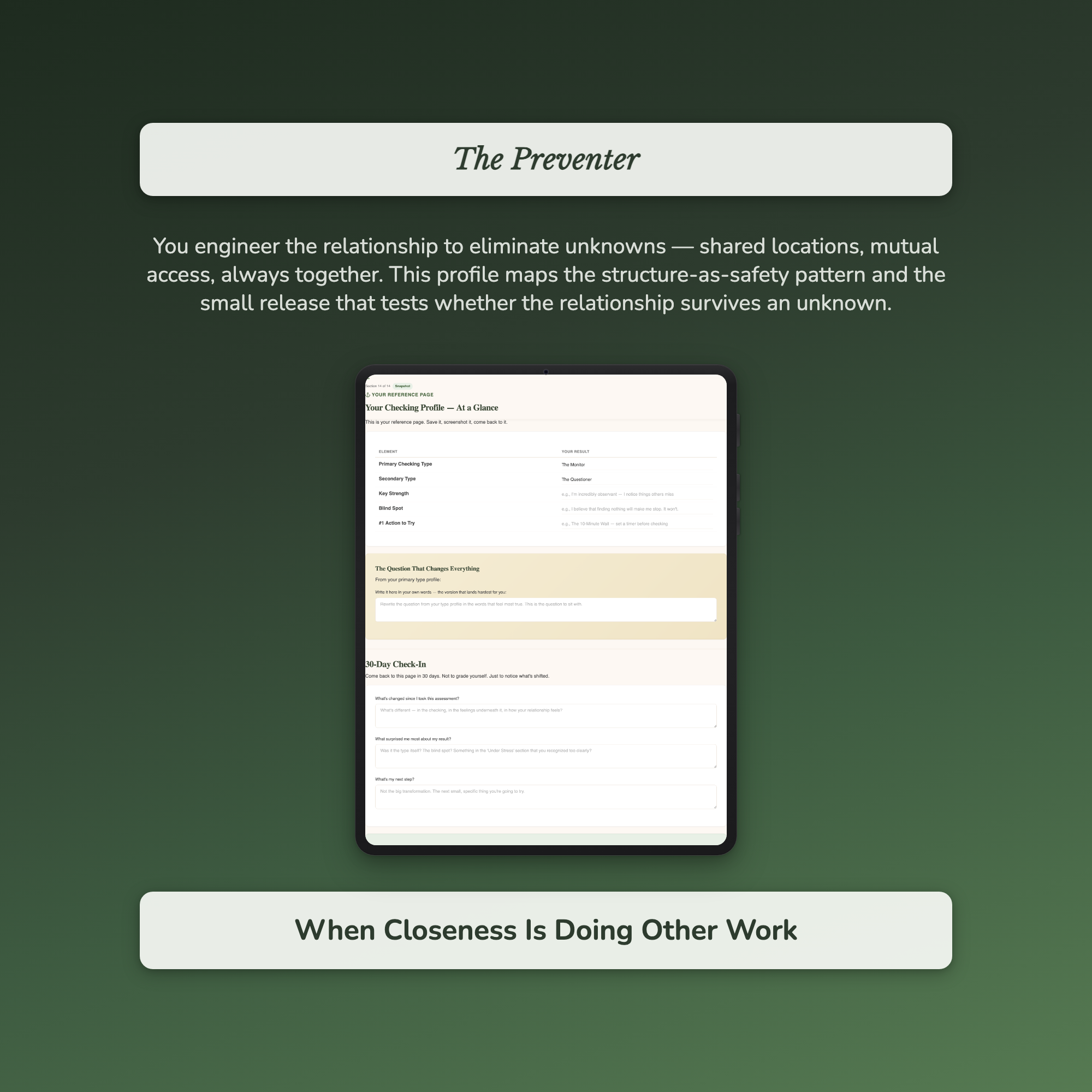 Compulsive Checking Profile — sample exercise page