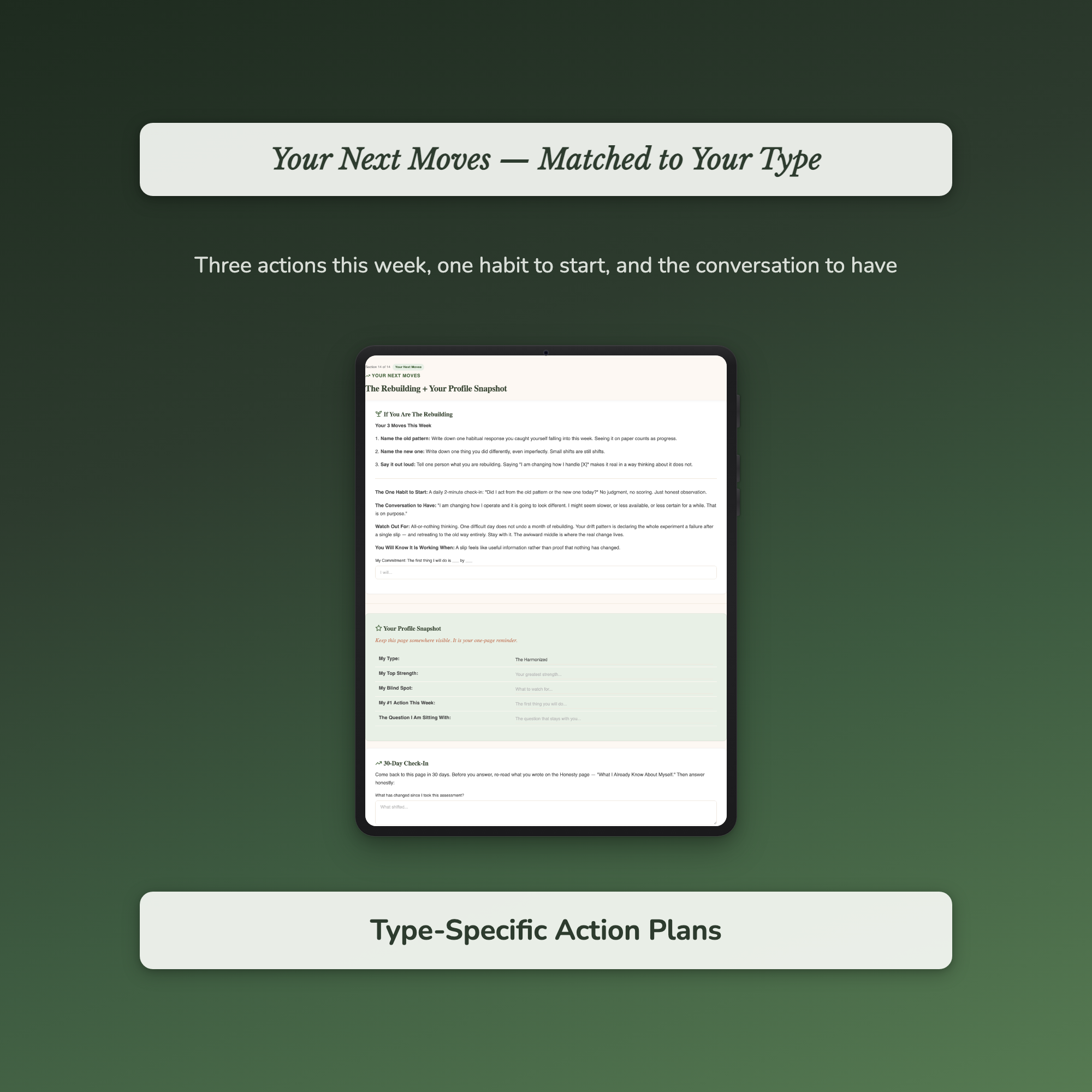 Life Balance Profile — sample exercise page