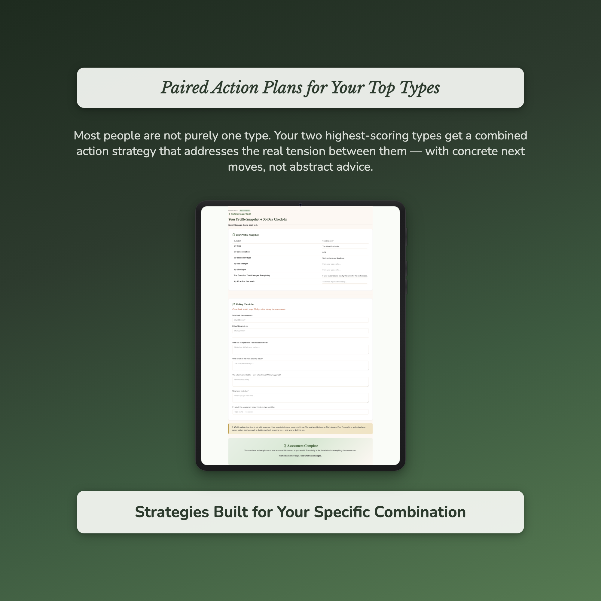 Work-Life Balance Profile — sample exercise page