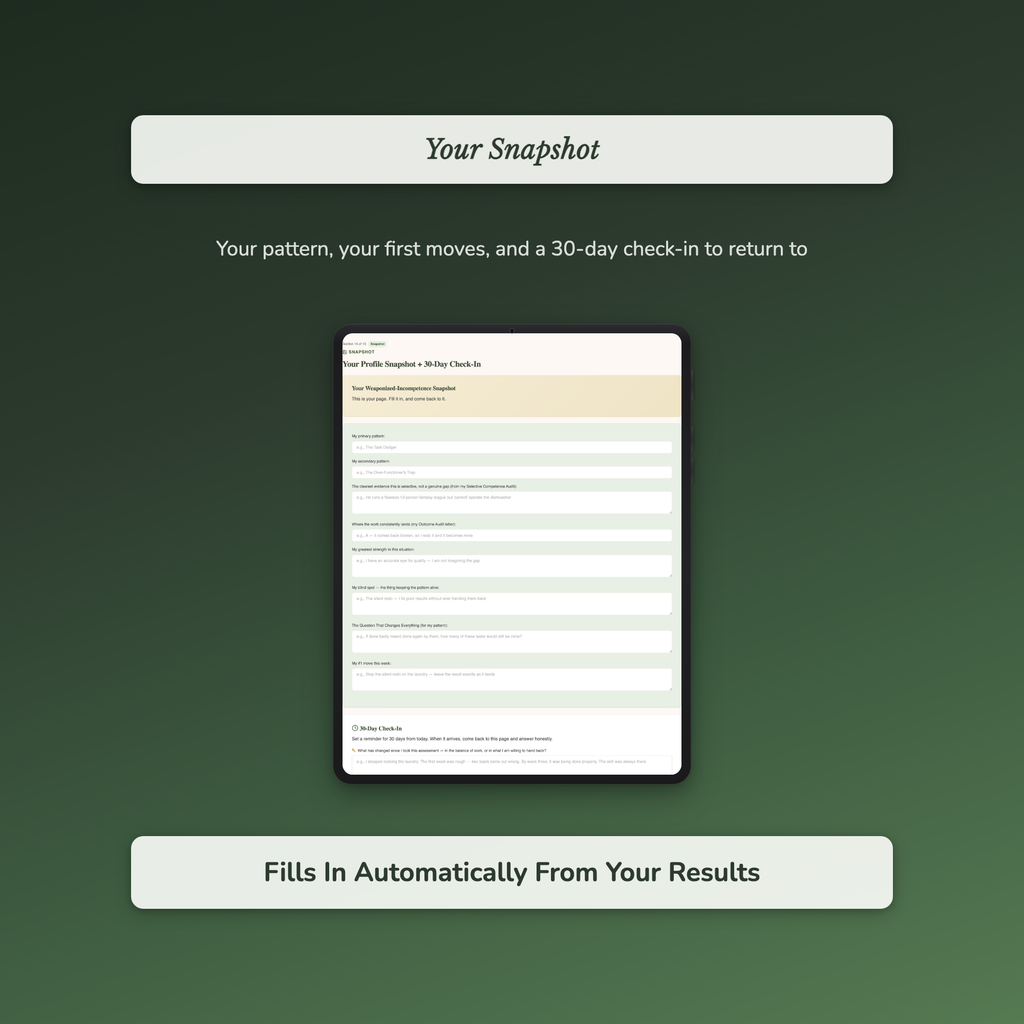 Weaponized Incompetence Quiz & Workbook – Can't or Won't – Interactive Self-Assessment