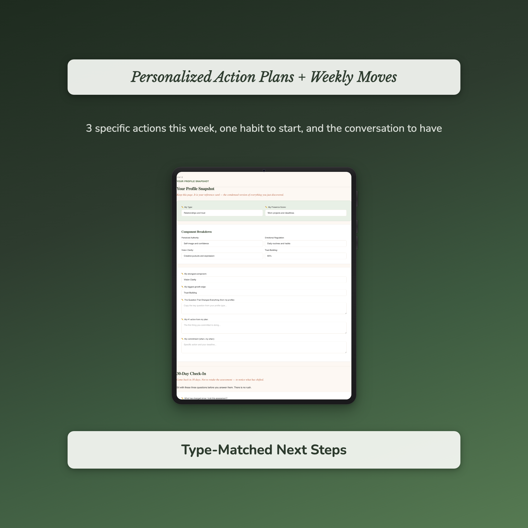 Leadership Presence Profile — sample exercise page