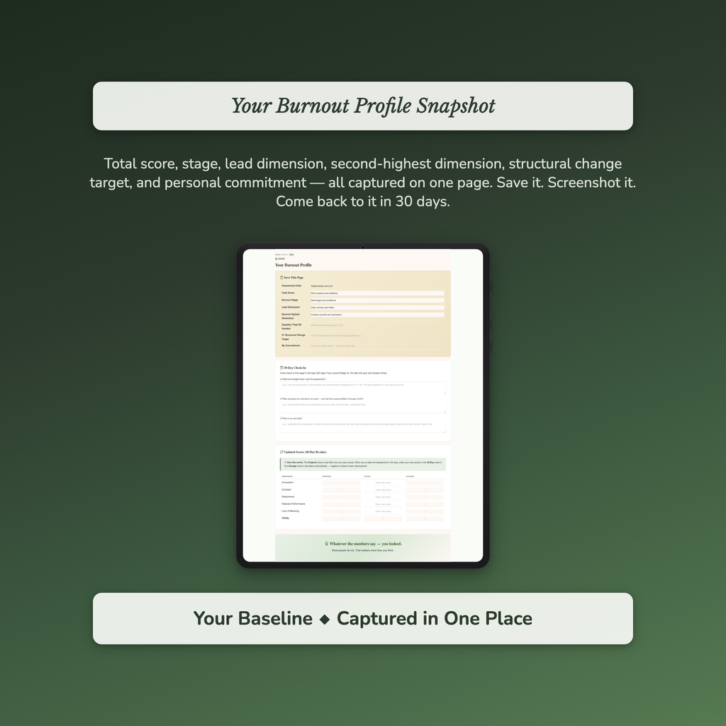 Burnout Risk Profile — sample exercise page
