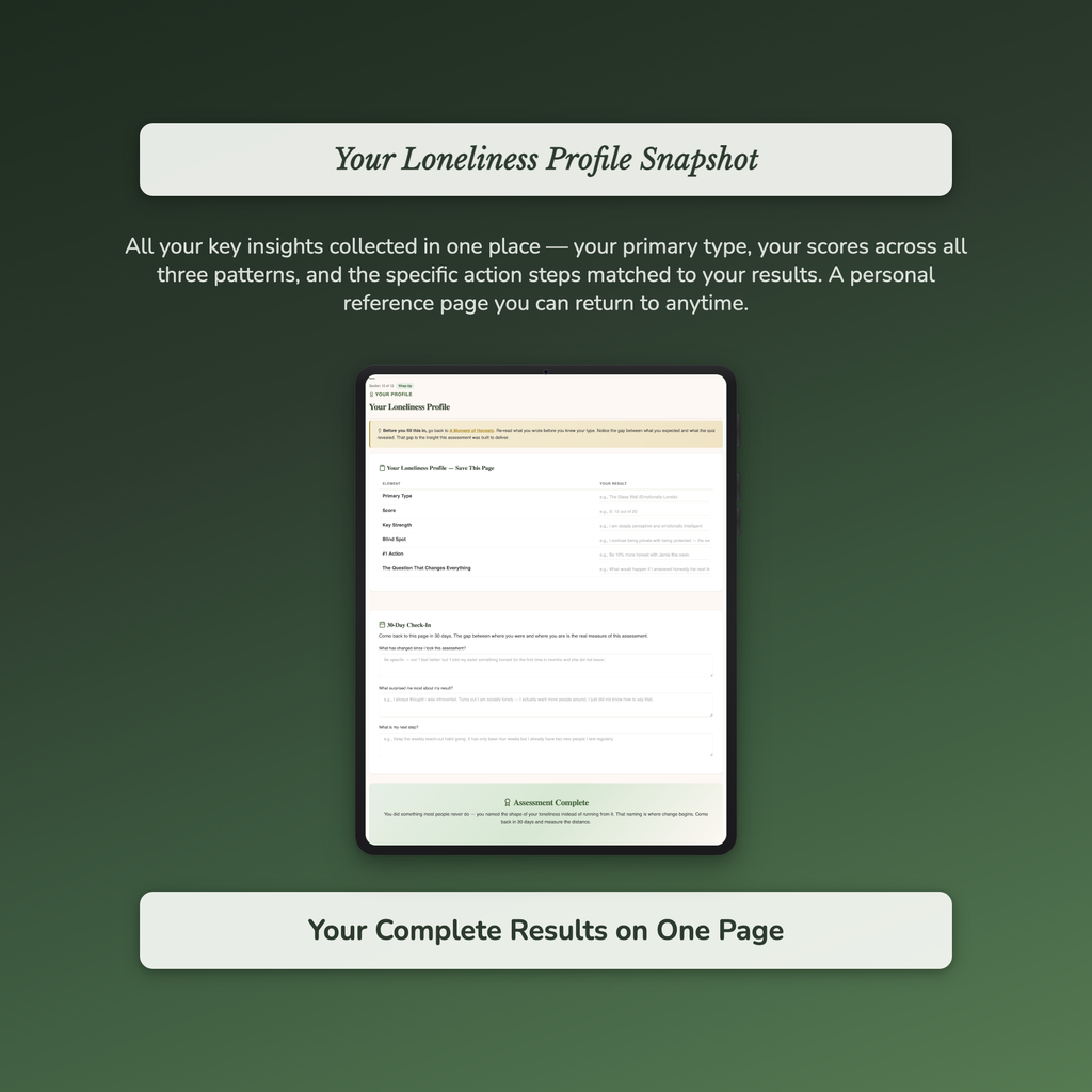 Loneliness Type Profile — sample exercise page