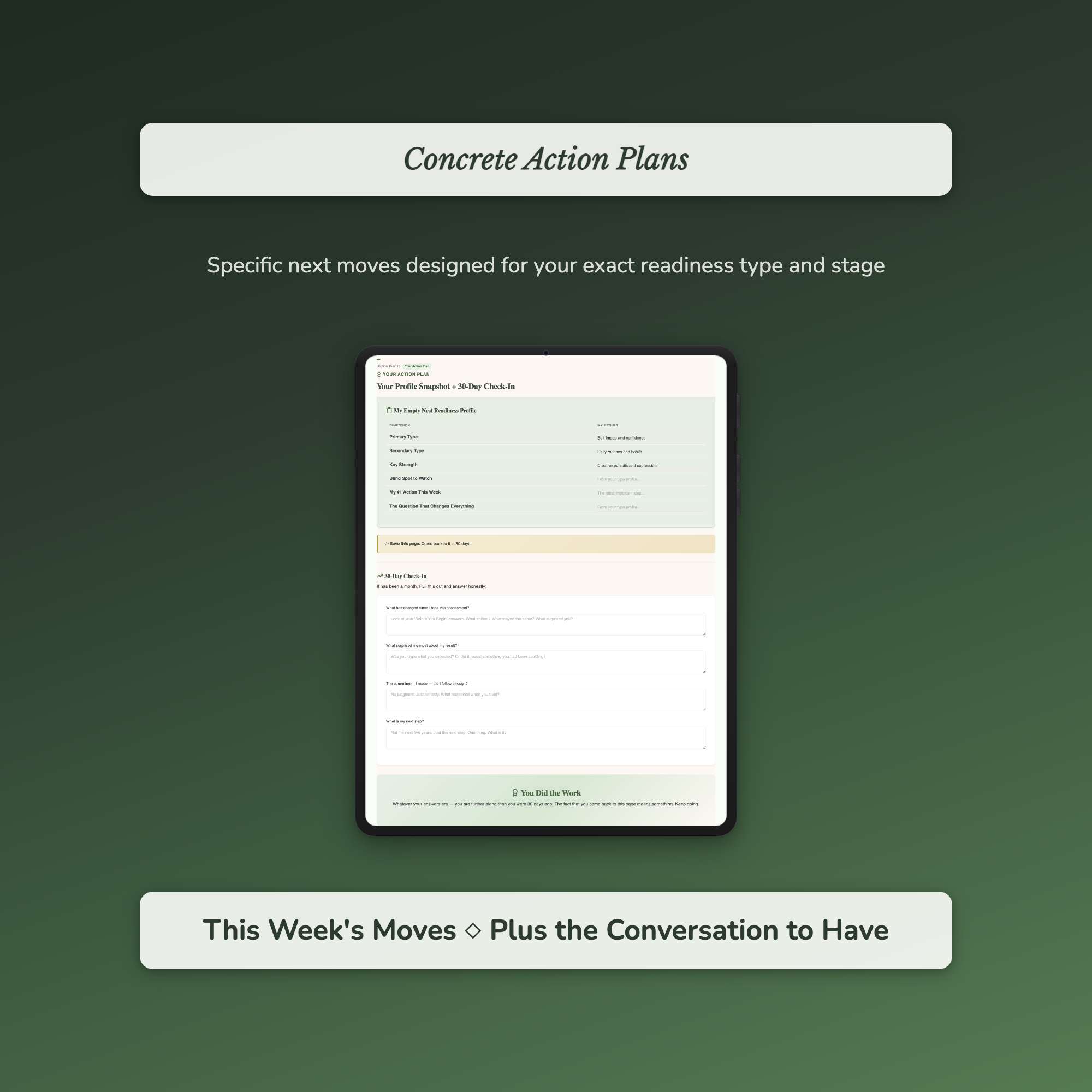 Empty Nest Readiness Profile — sample exercise page