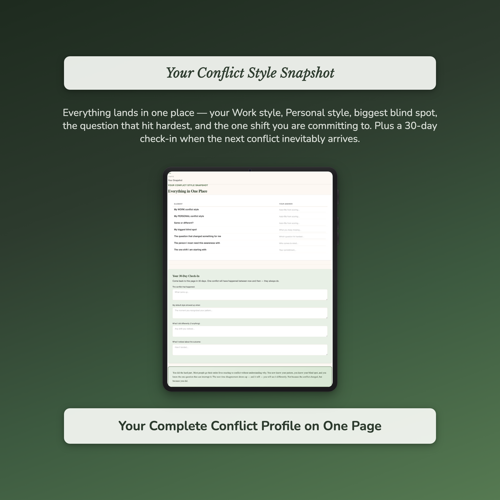 Conflict Style Profile — sample exercise page