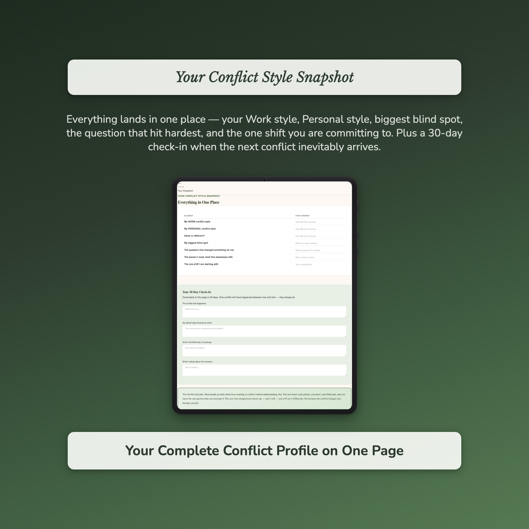 Conflict Style Profile — sample exercise page