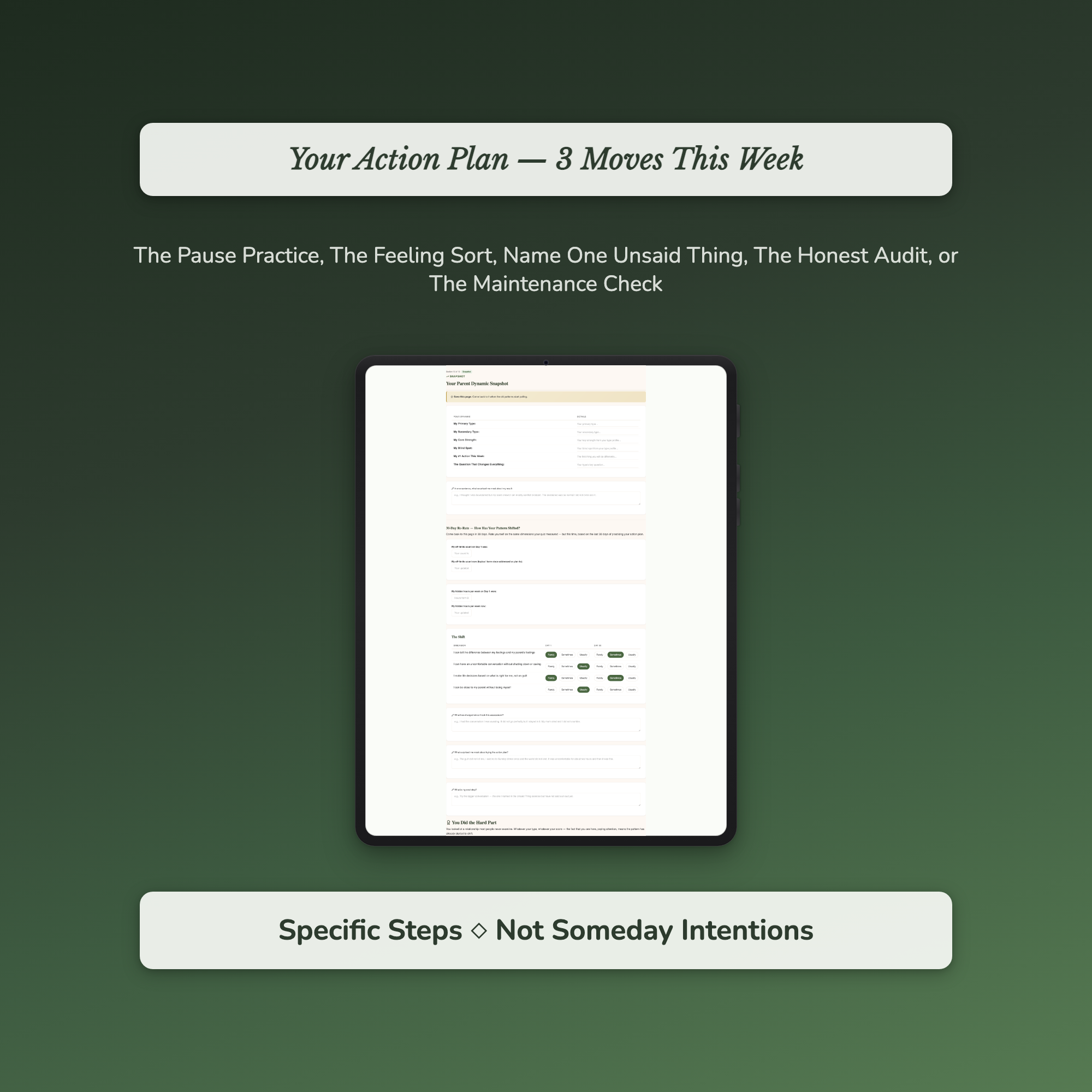 Family Pattern Profile — sample exercise page