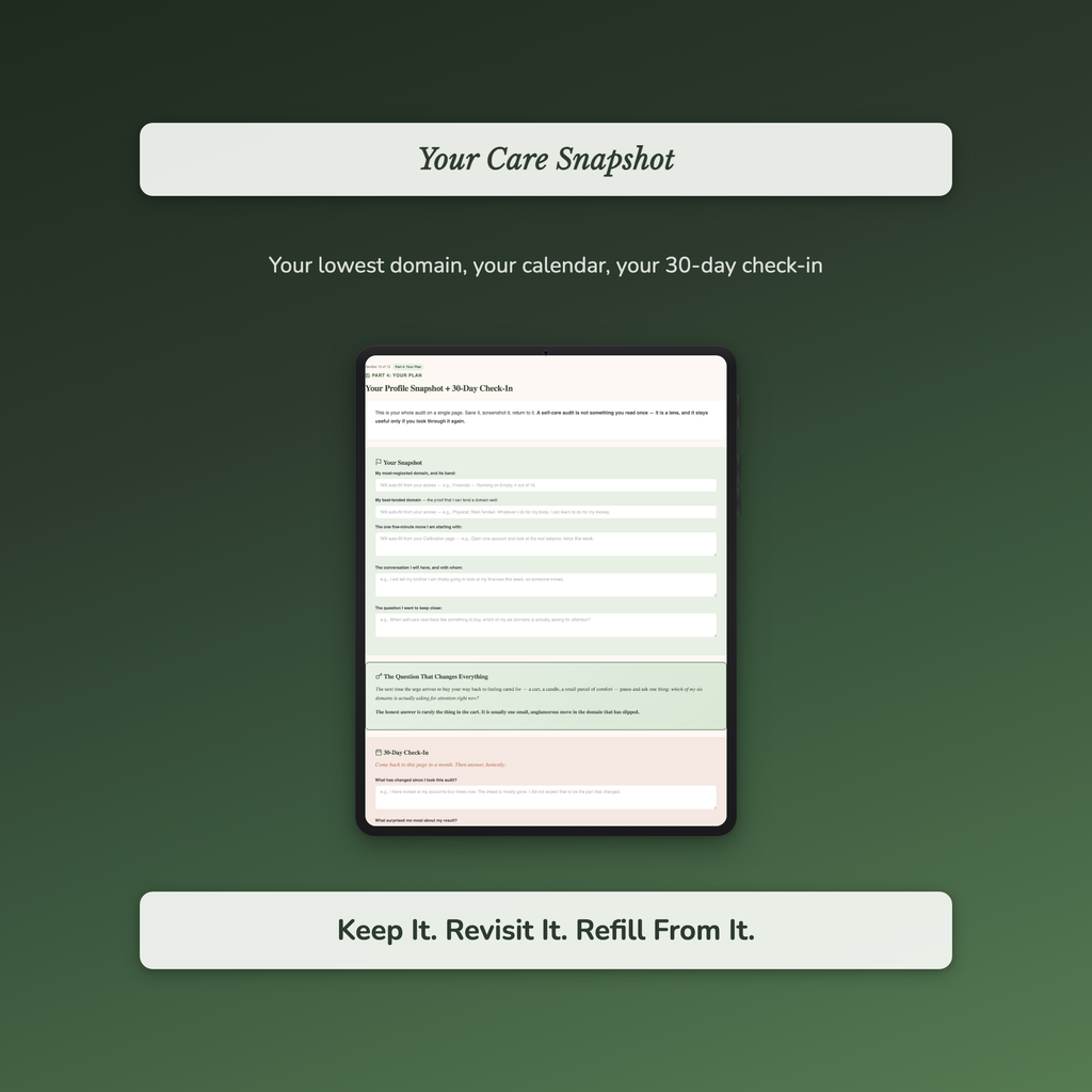 Self-Care Quiz & Workbook – Which Part Is Running on Empty? – Interactive Self-Assessment