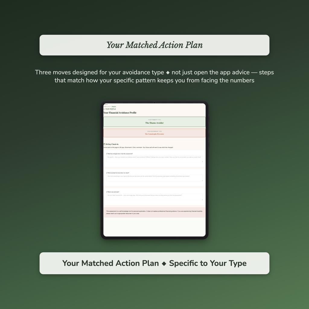 Money Avoidance Profile — sample exercise page