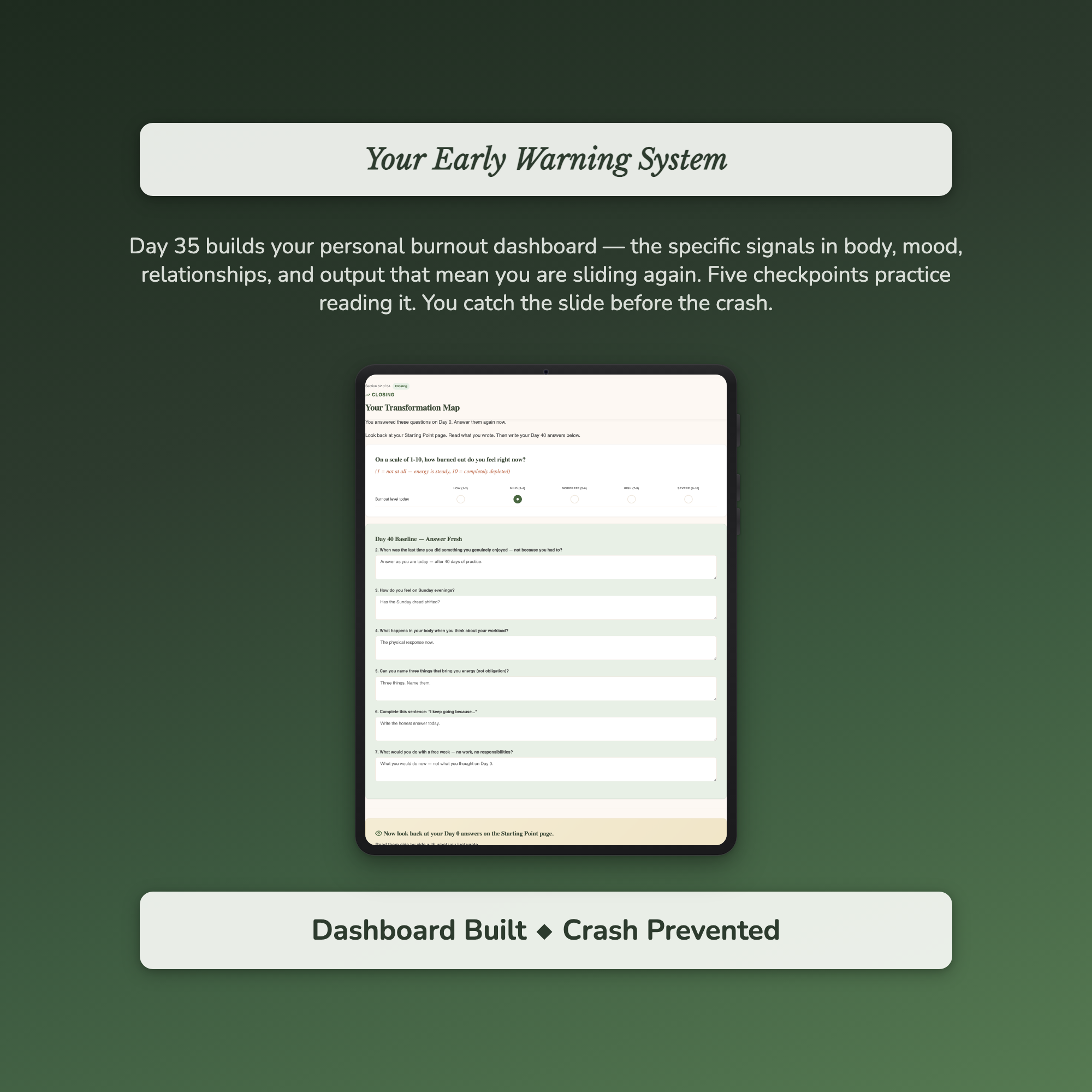 Burnout Workbook & 40-Day Guide — sample exercise page