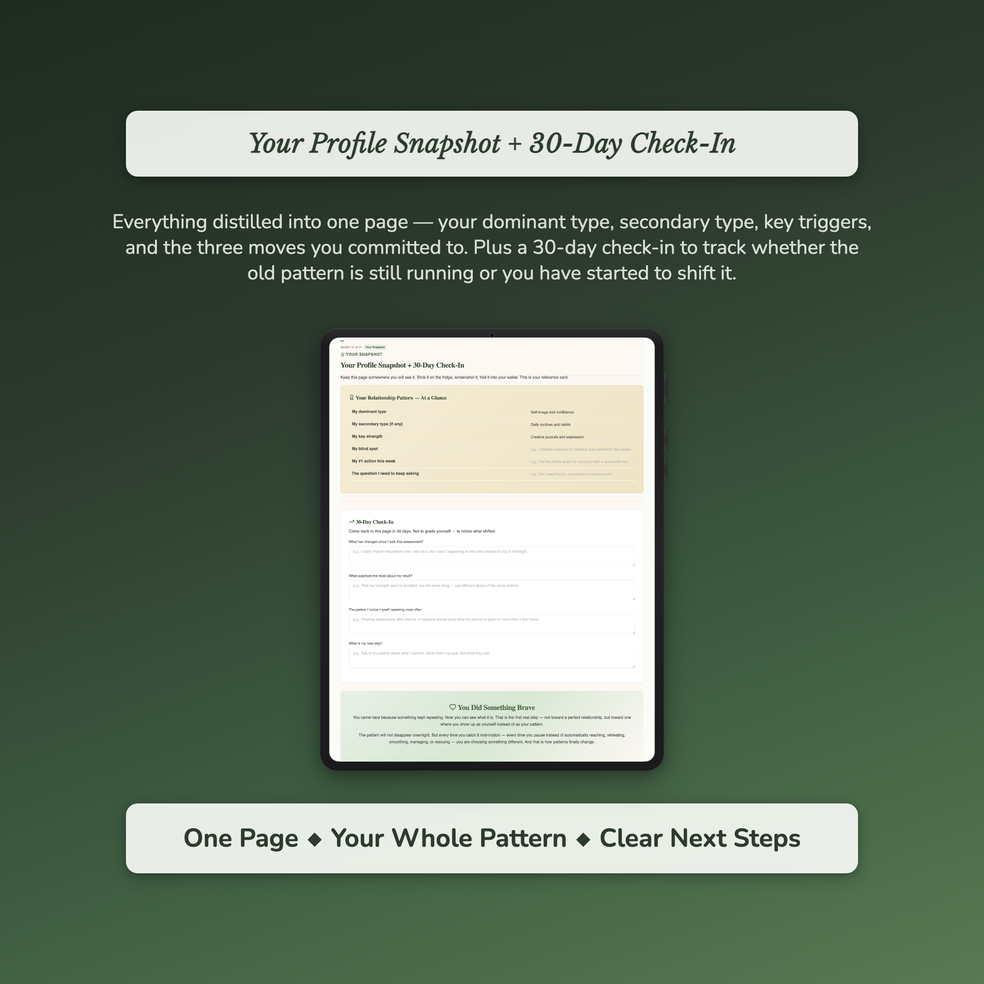 Relationship Pattern Profile — sample exercise page