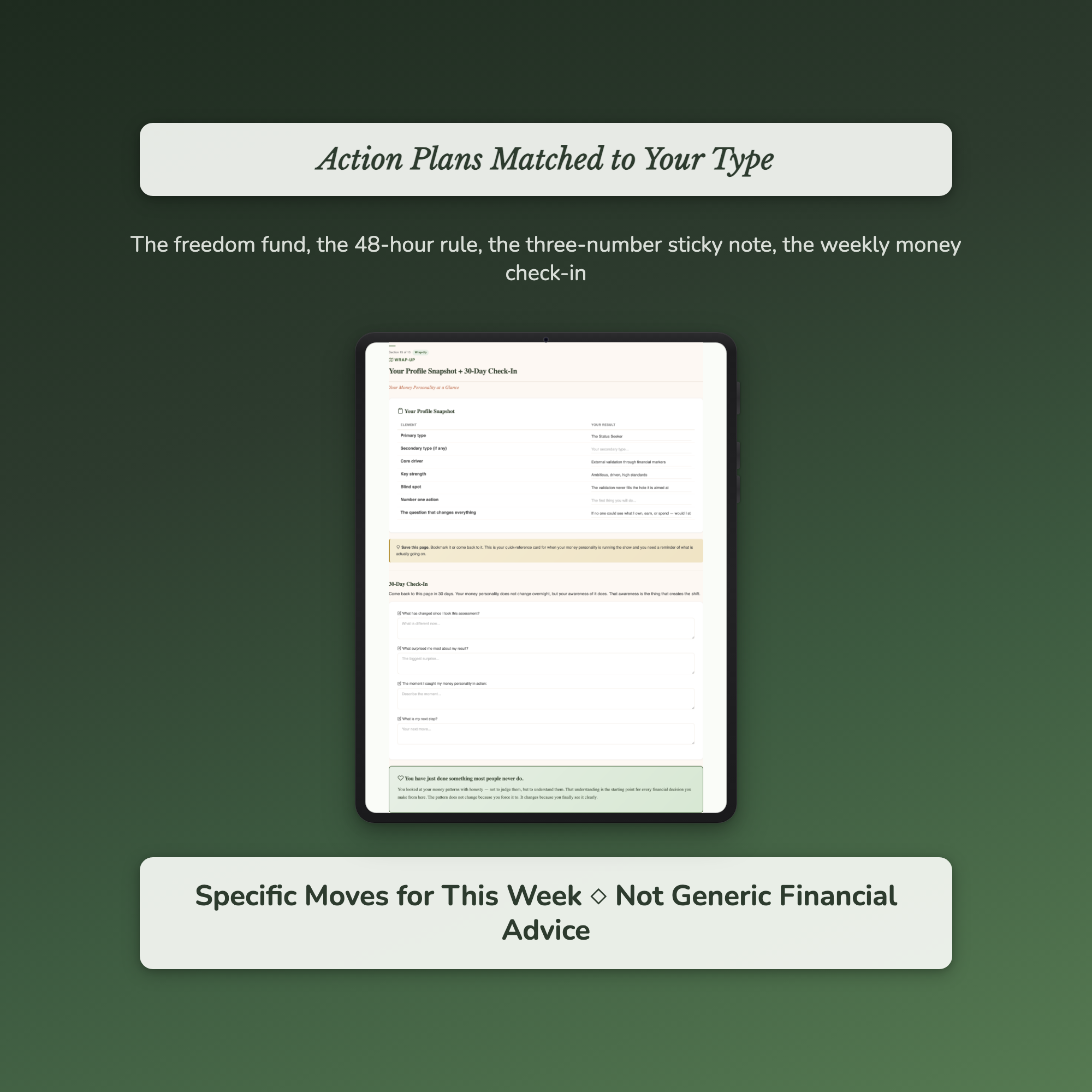 Money Personality Profile — sample exercise page