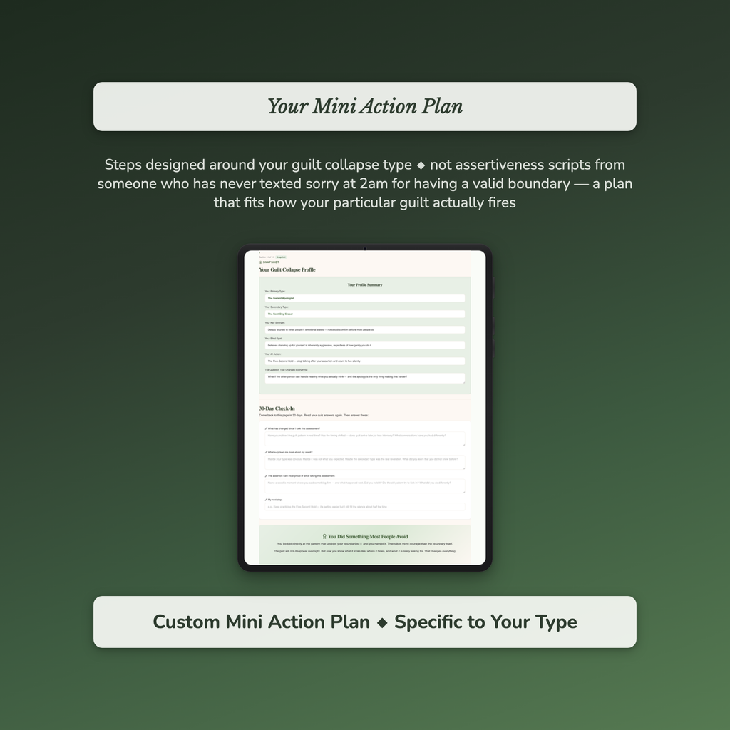 Why You Apologize Profile — sample exercise page